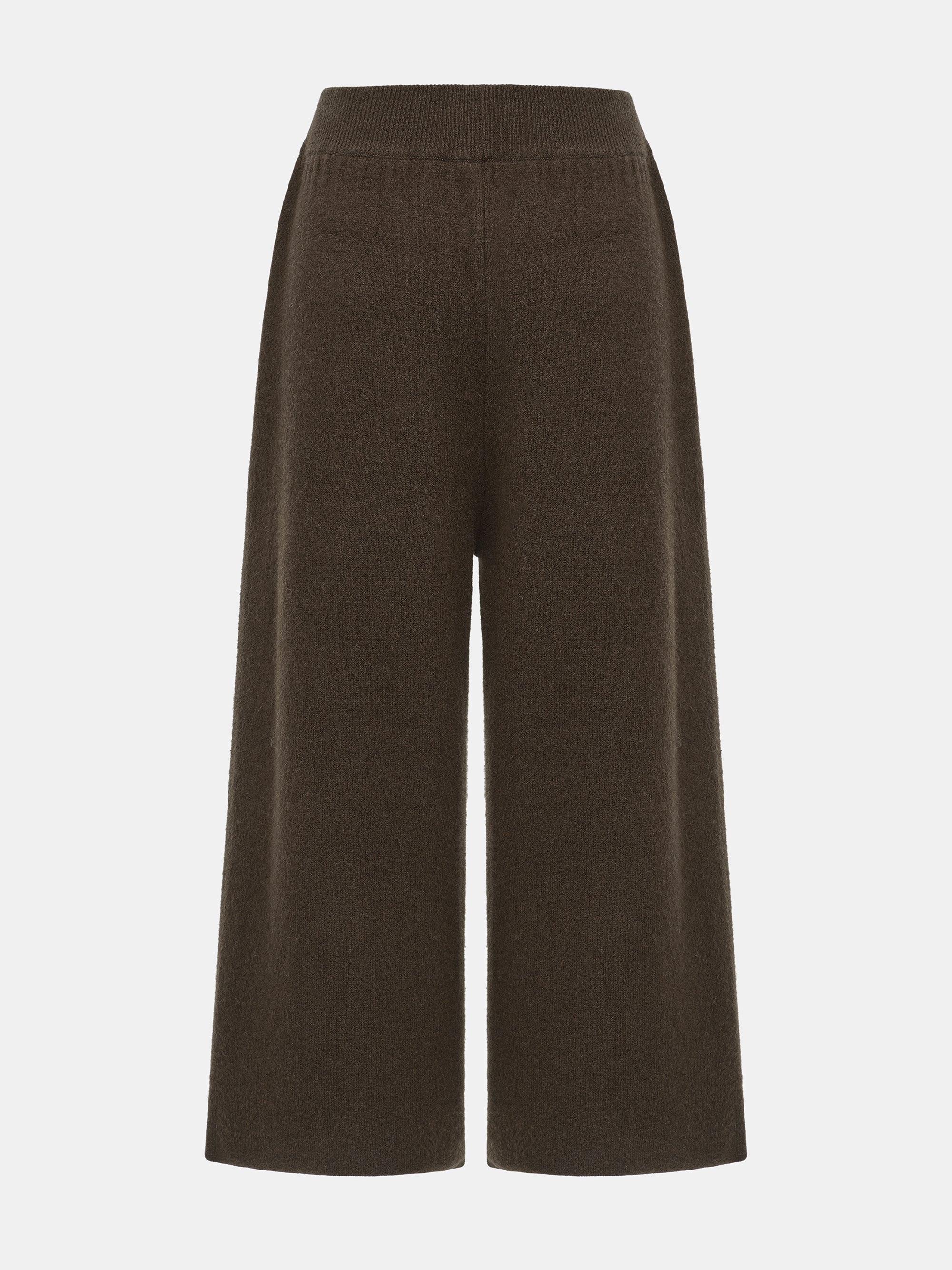 Brushed Wool-Blend Cropped Trousers, Brown