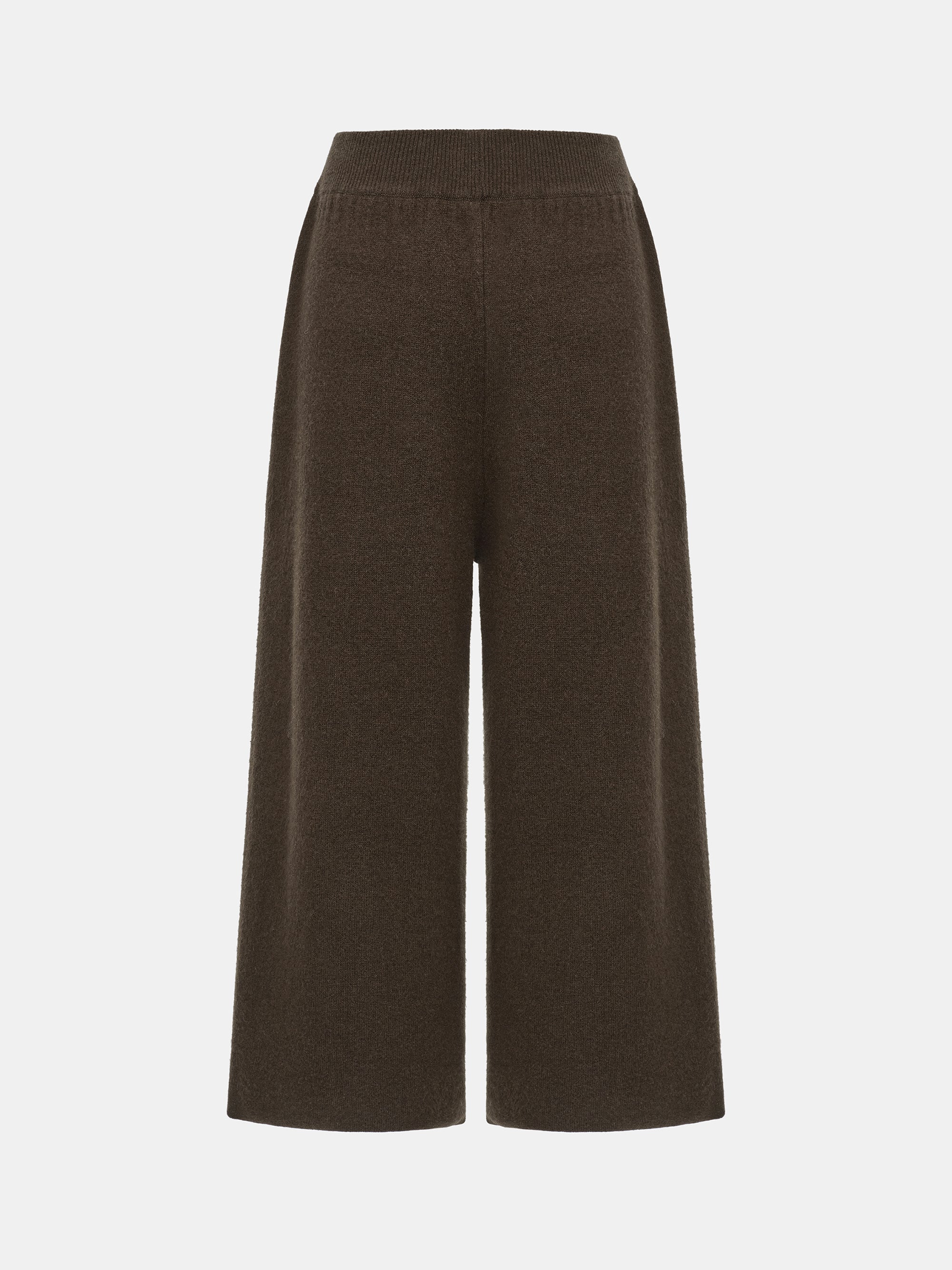 Brushed Wool-Blend Cropped Trousers, Brown