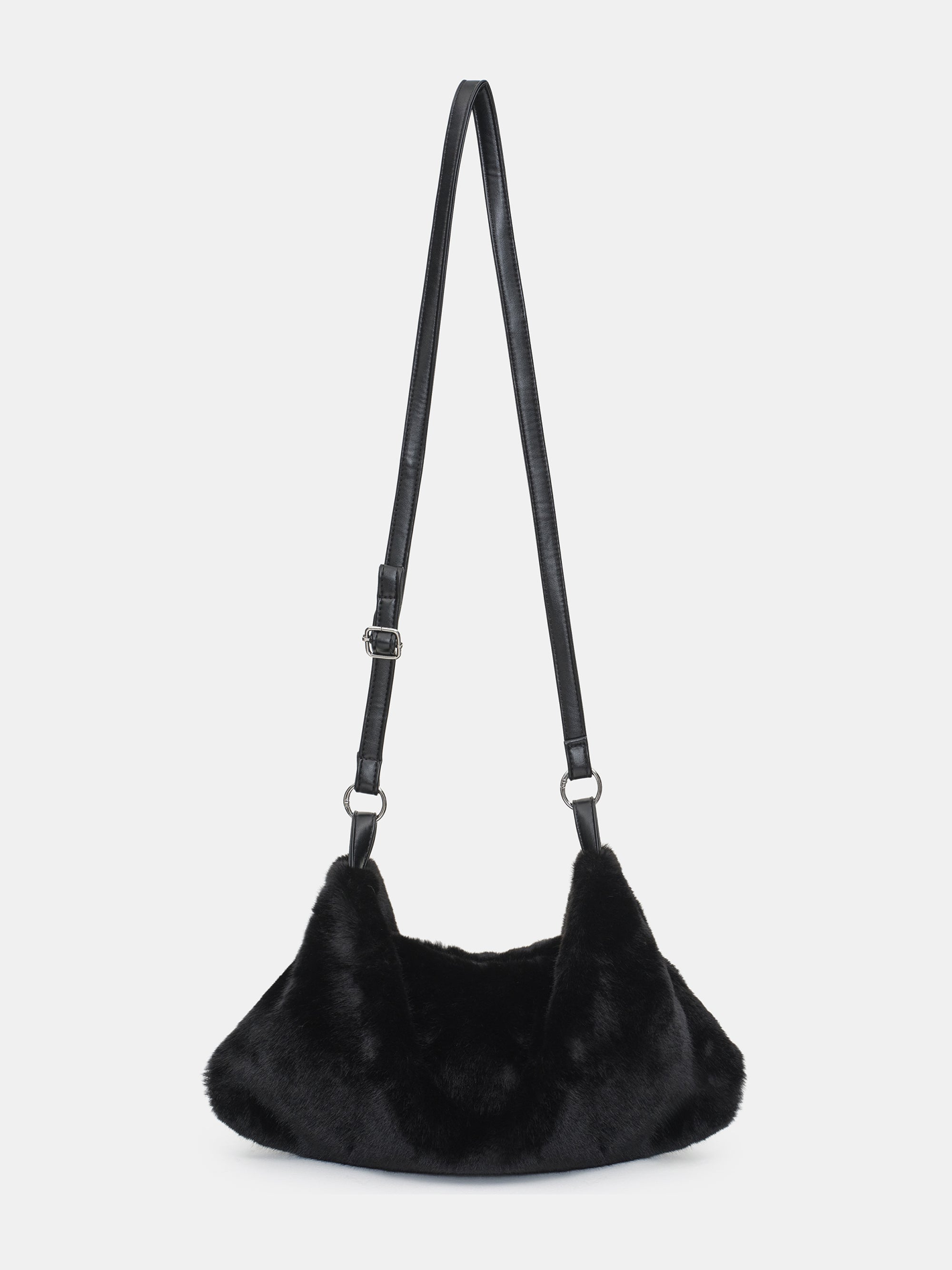 Faux-Fur Draped Tote, Black
