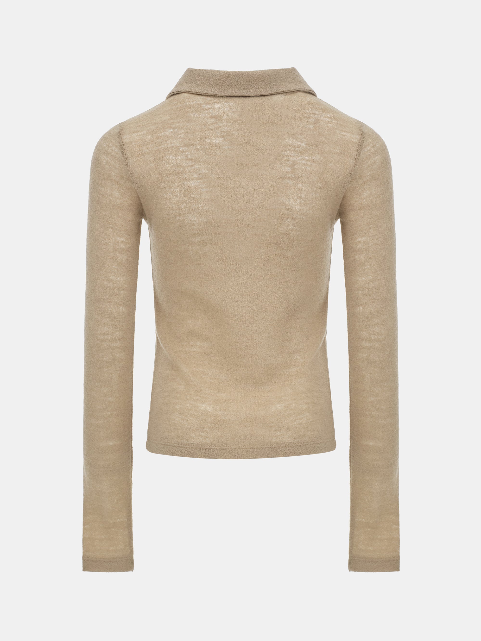 Semi-Sheer Wool Polo, Beige
