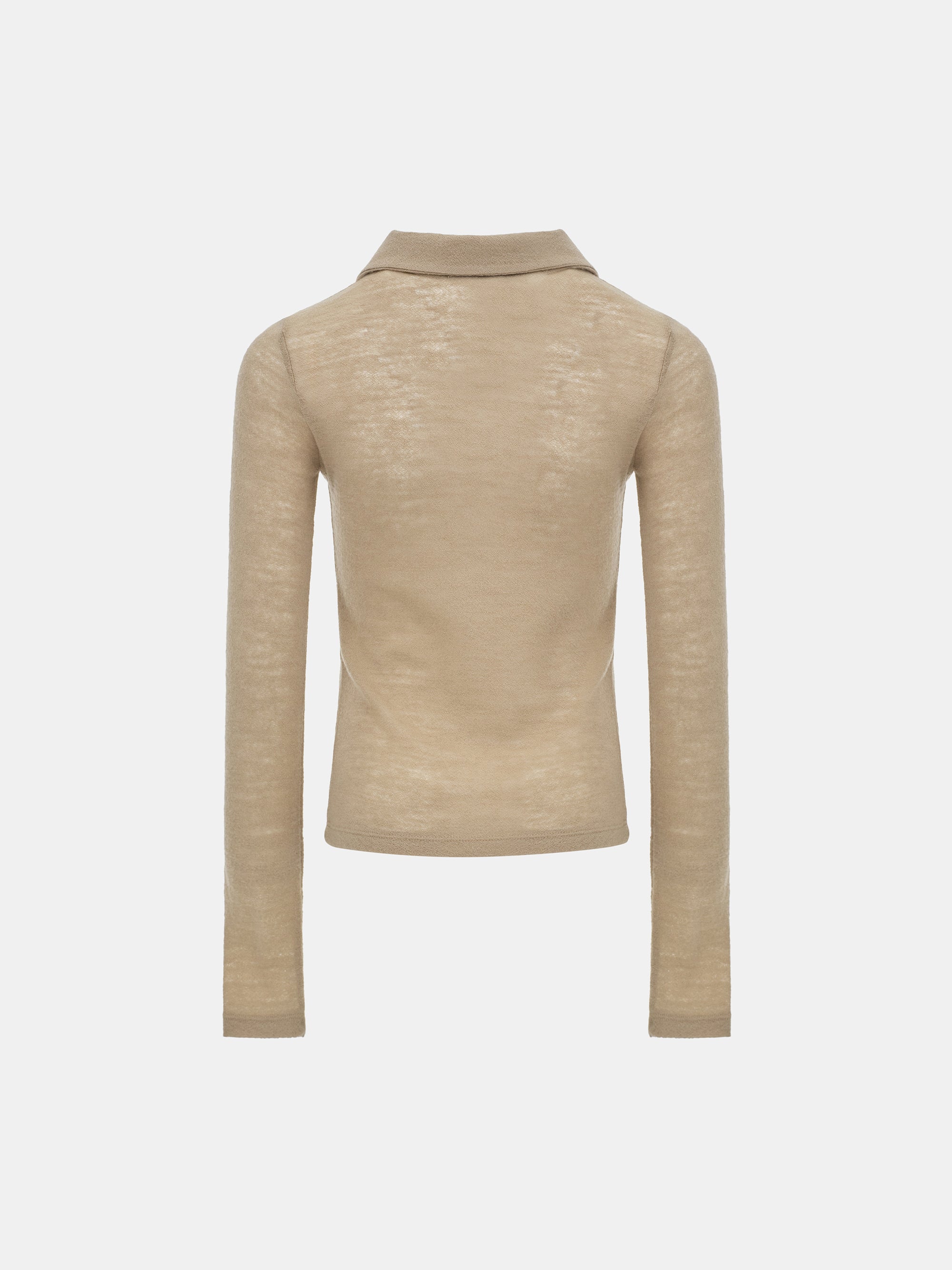 Semi-Sheer Wool Polo, Beige