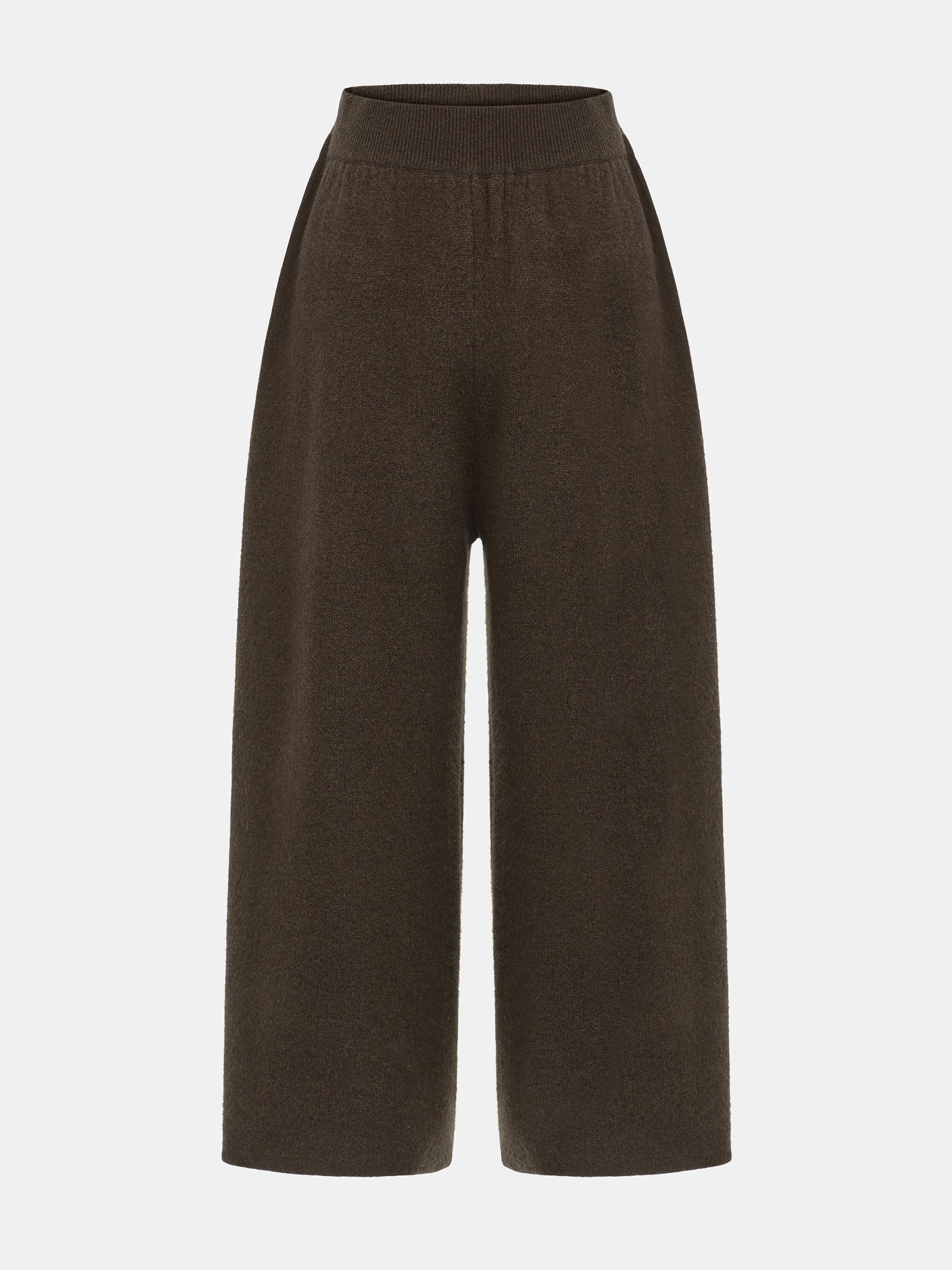 Brushed Wool-Blend Cropped Trousers, Brown
