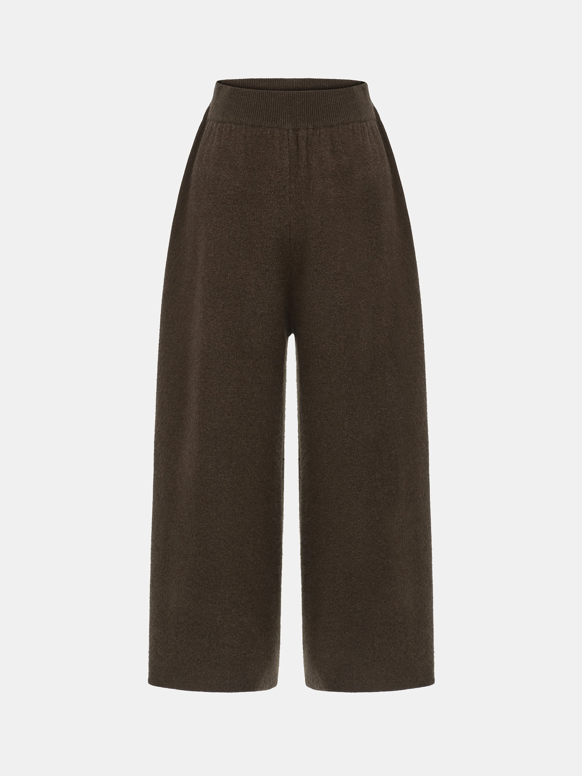 Brushed Wool-Blend Cropped Trousers, Brown