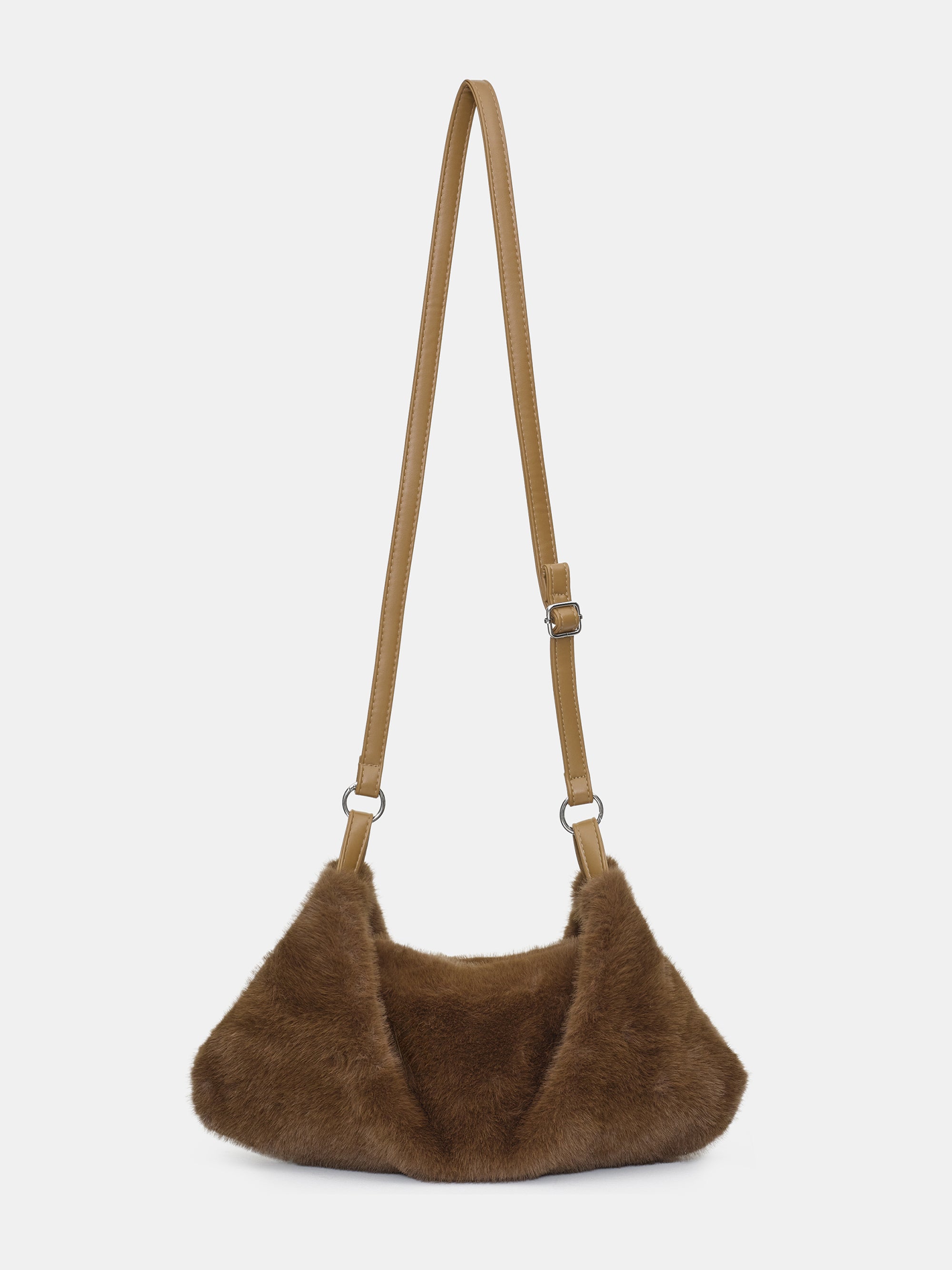 Faux-Fur Draped Tote, Brown