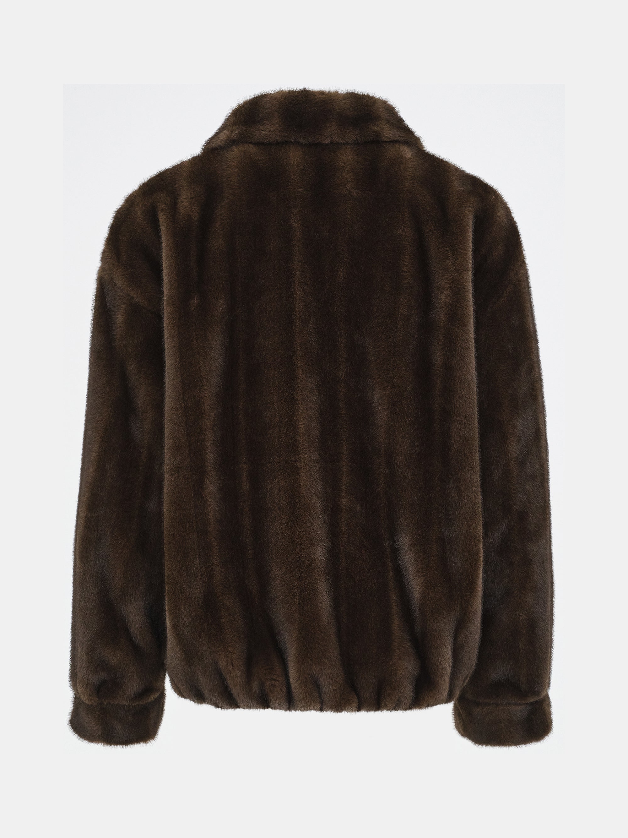 Faux-Fur Zip Bomber Jacket, Brown