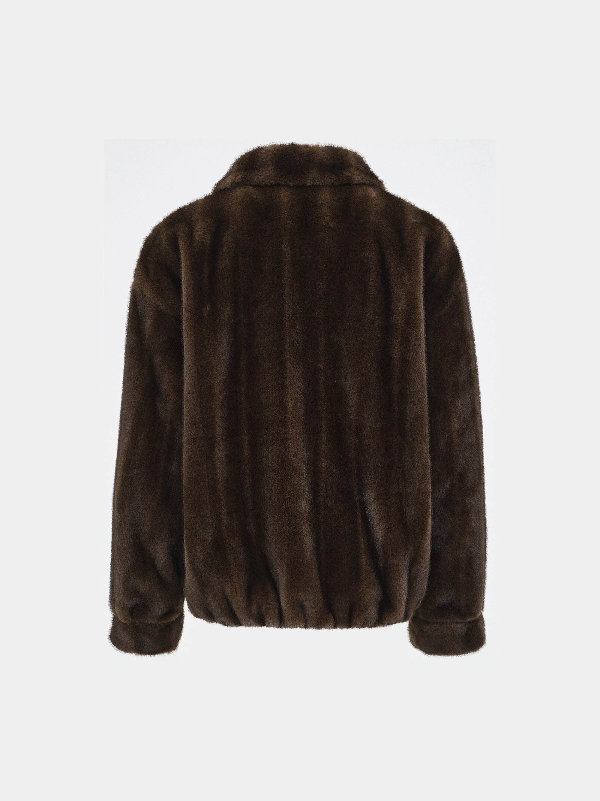 Faux-Fur Zip Bomber Jacket, Brown