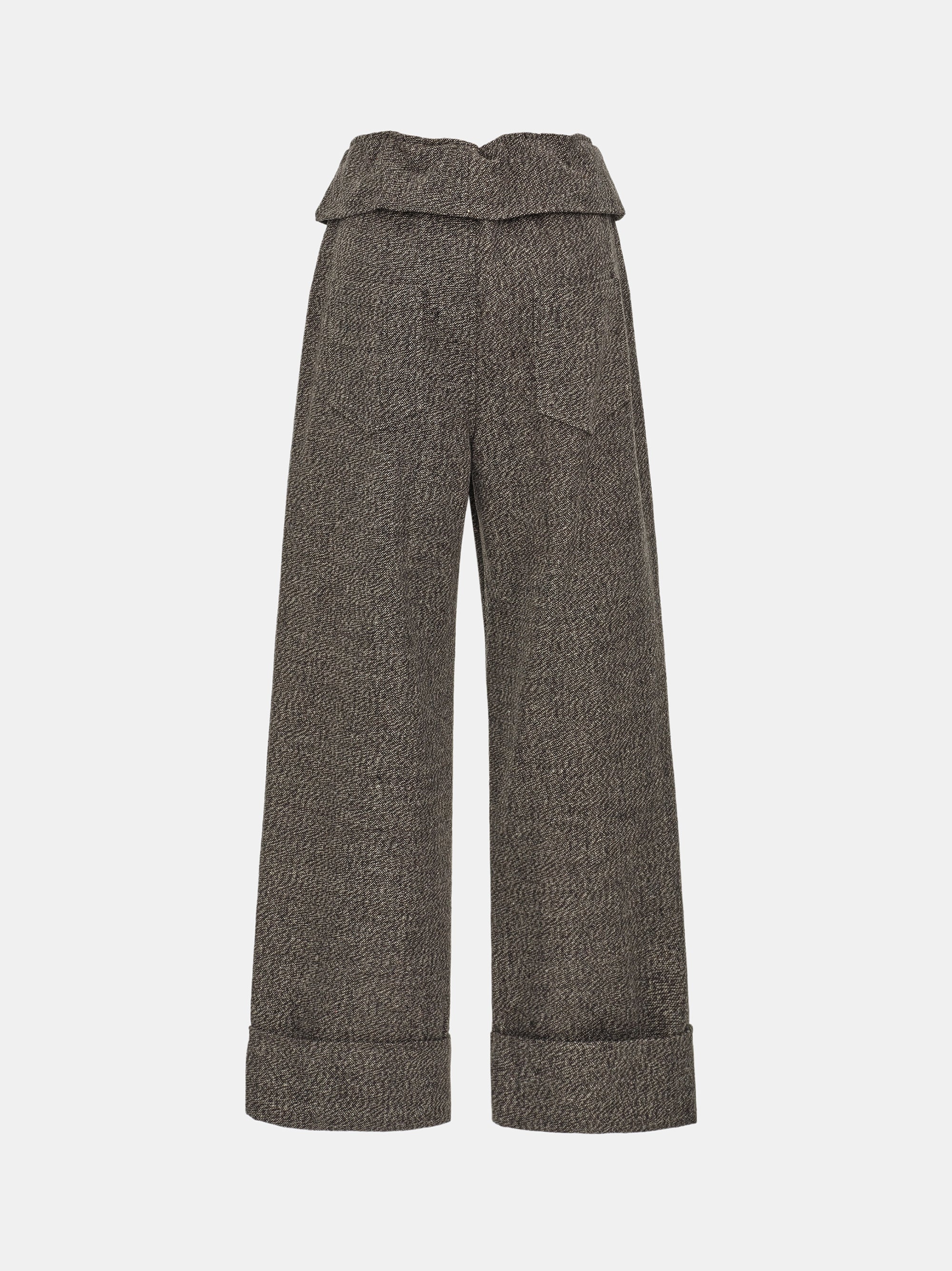Foldover Drawstring Trousers, Brown