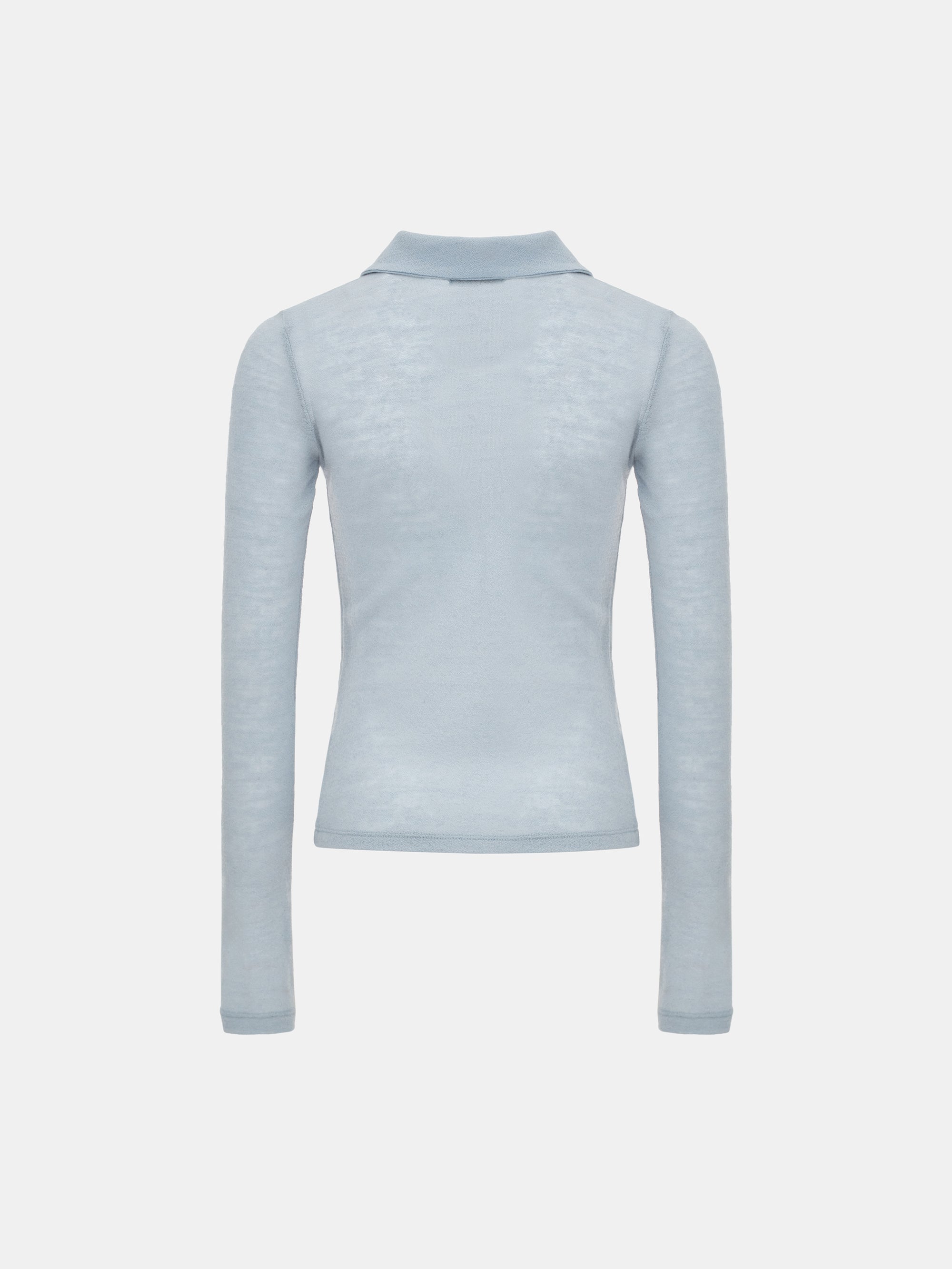 Semi-Sheer Wool Polo, Pale Blue