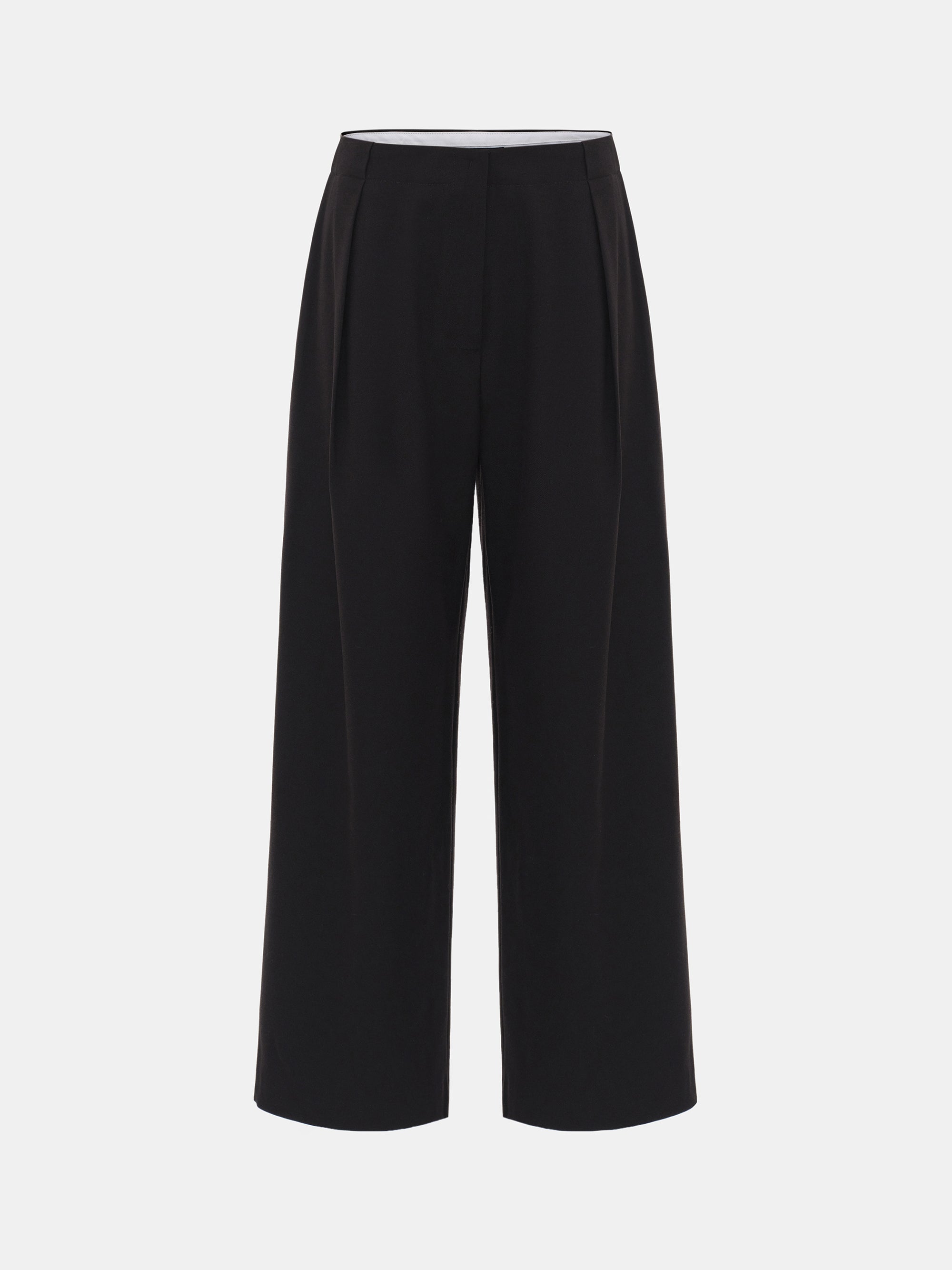 Single Pleated Trousers, Black