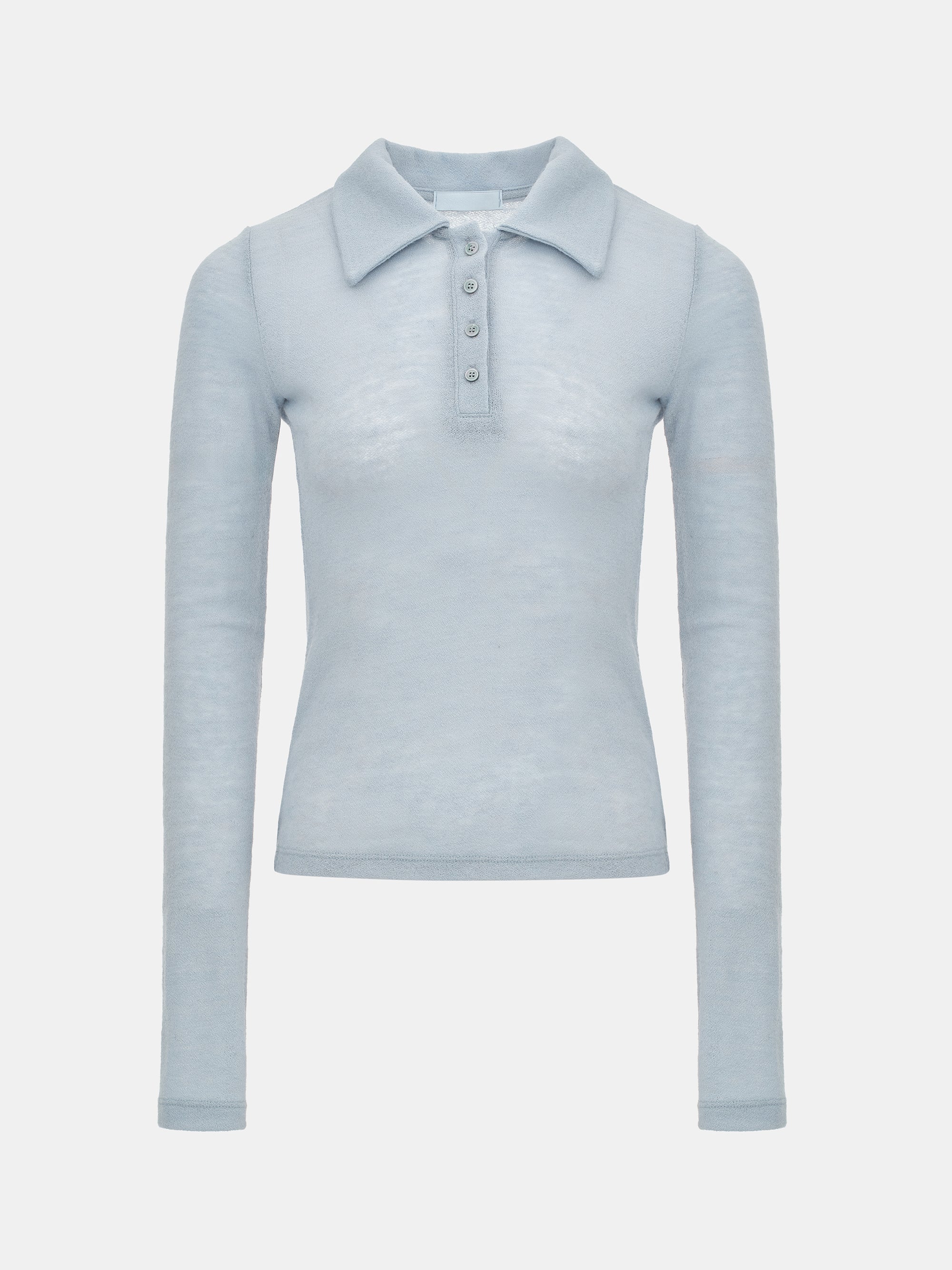 Semi-Sheer Wool Polo, Pale Blue