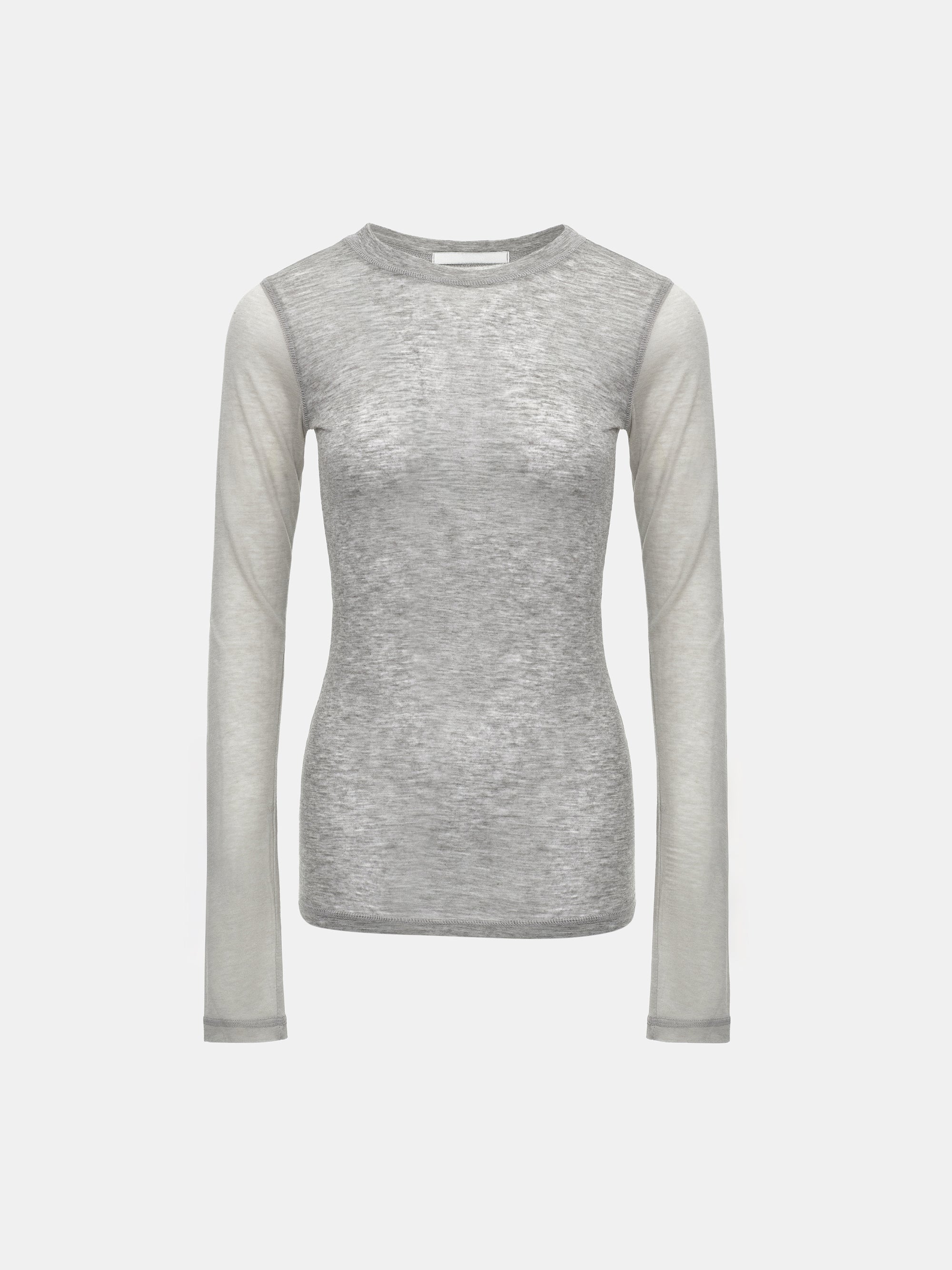 Two Color Semi-Sheer Top, Grey