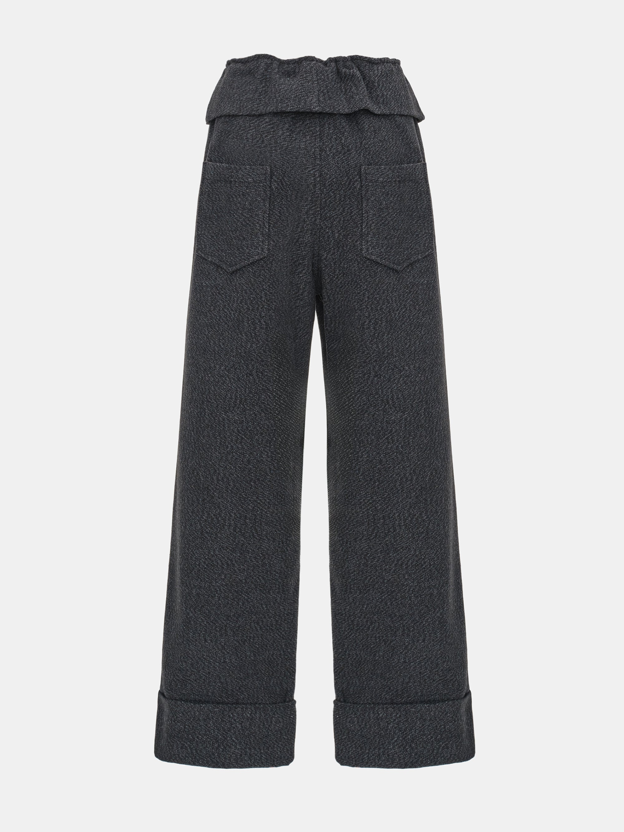 Foldover Drawstring Trousers, Charcoal