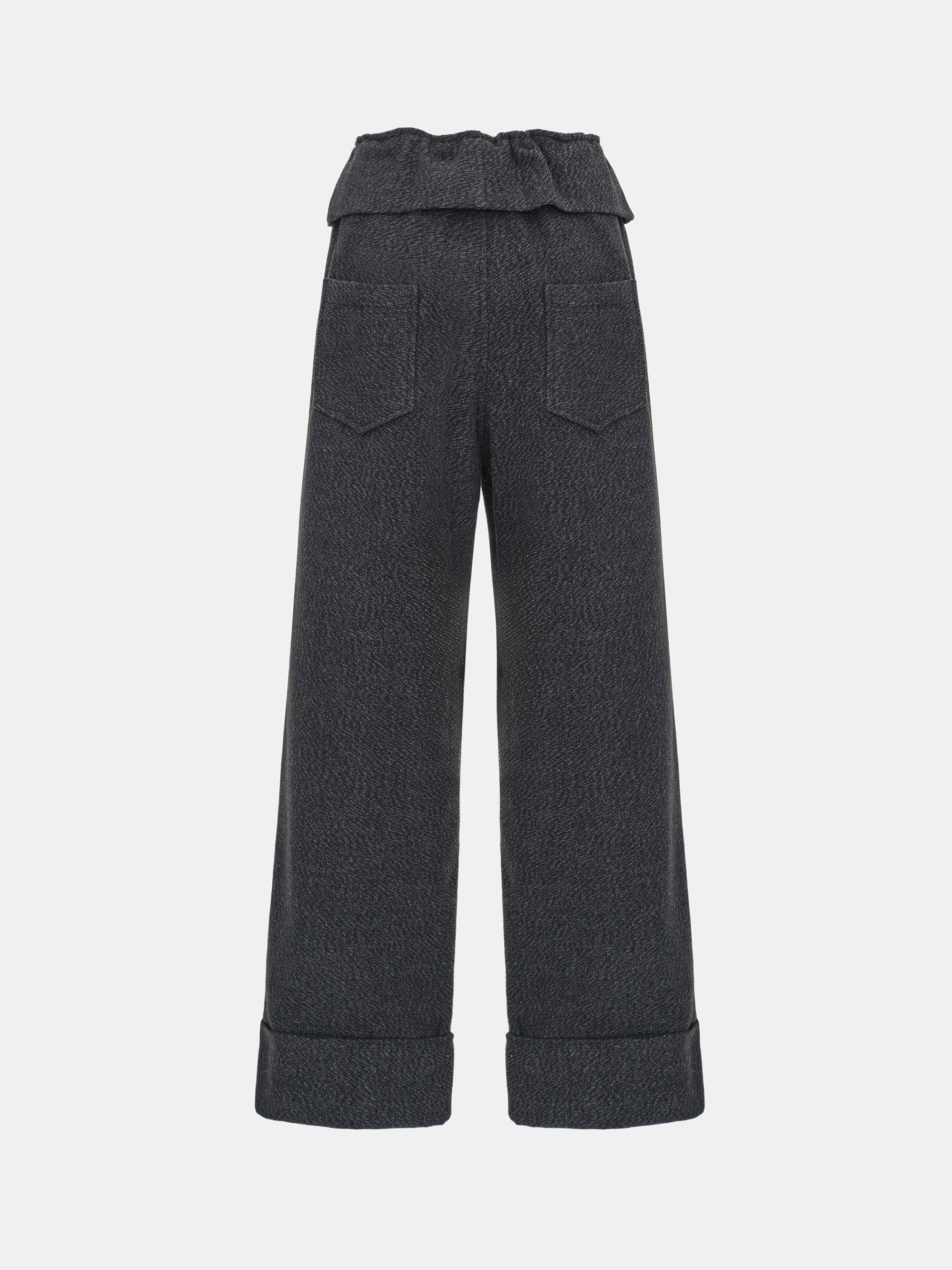 Foldover Drawstring Trousers, Charcoal