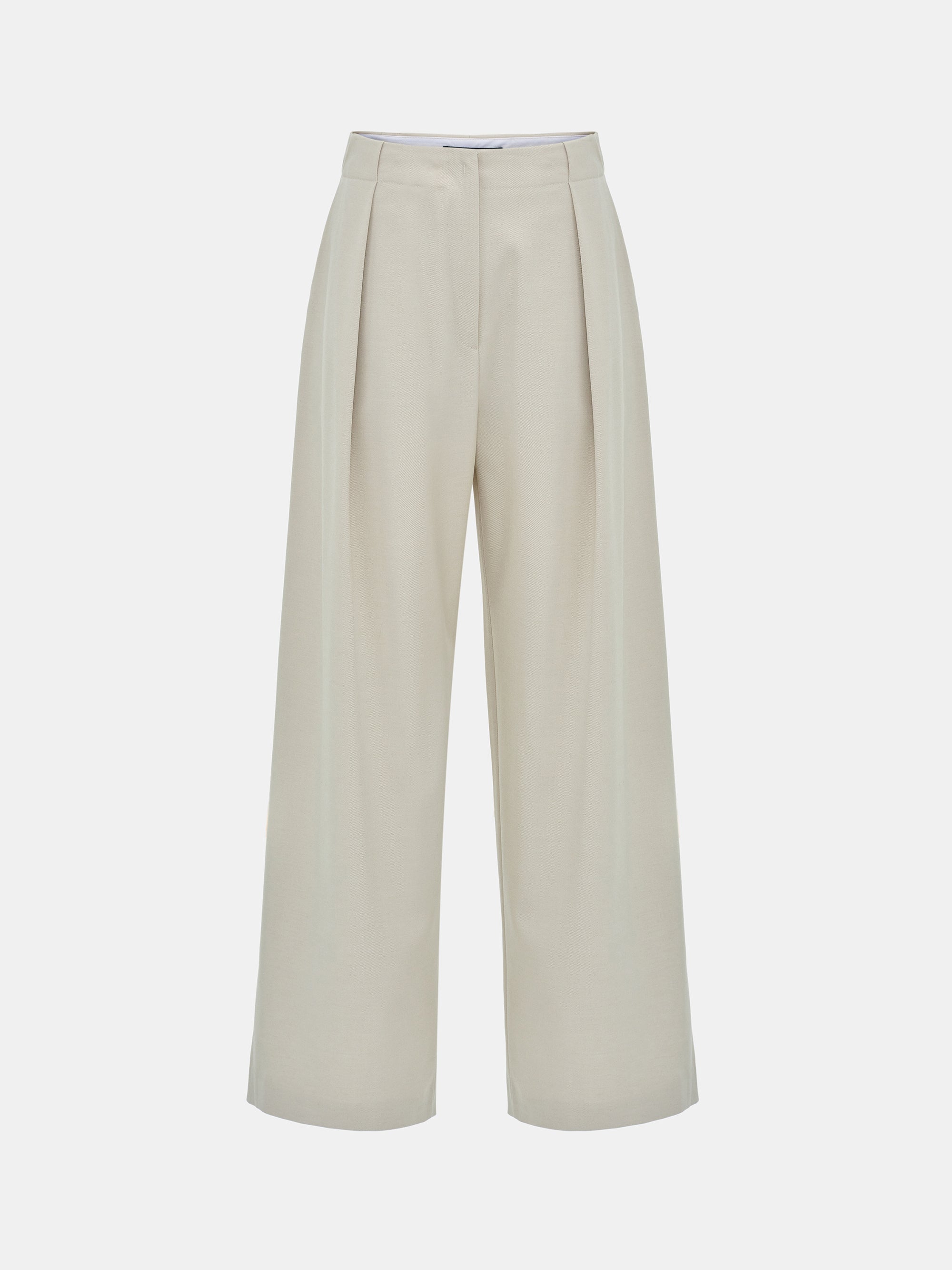 Single Pleated Trousers, Ivory