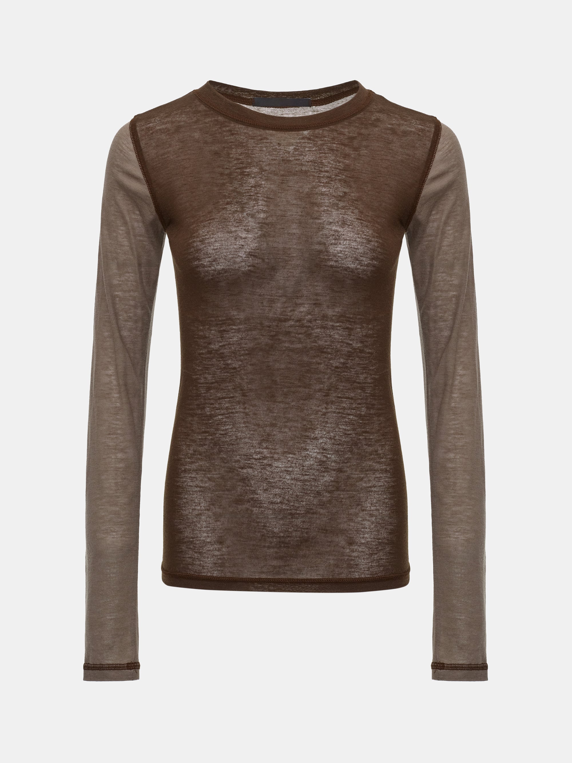 Two Color Semi-Sheer Top, Brown