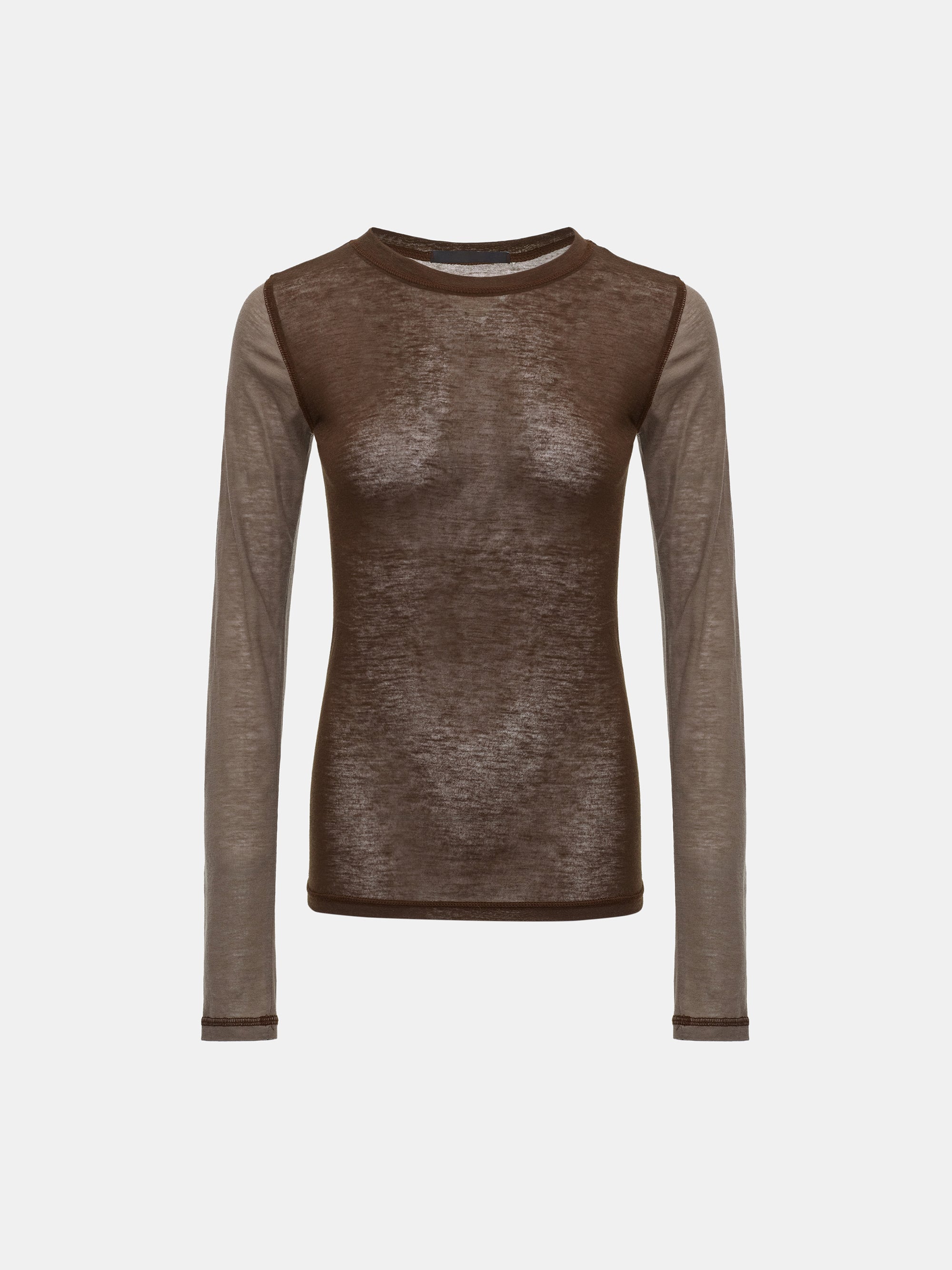 Two Color Semi-Sheer Top, Brown