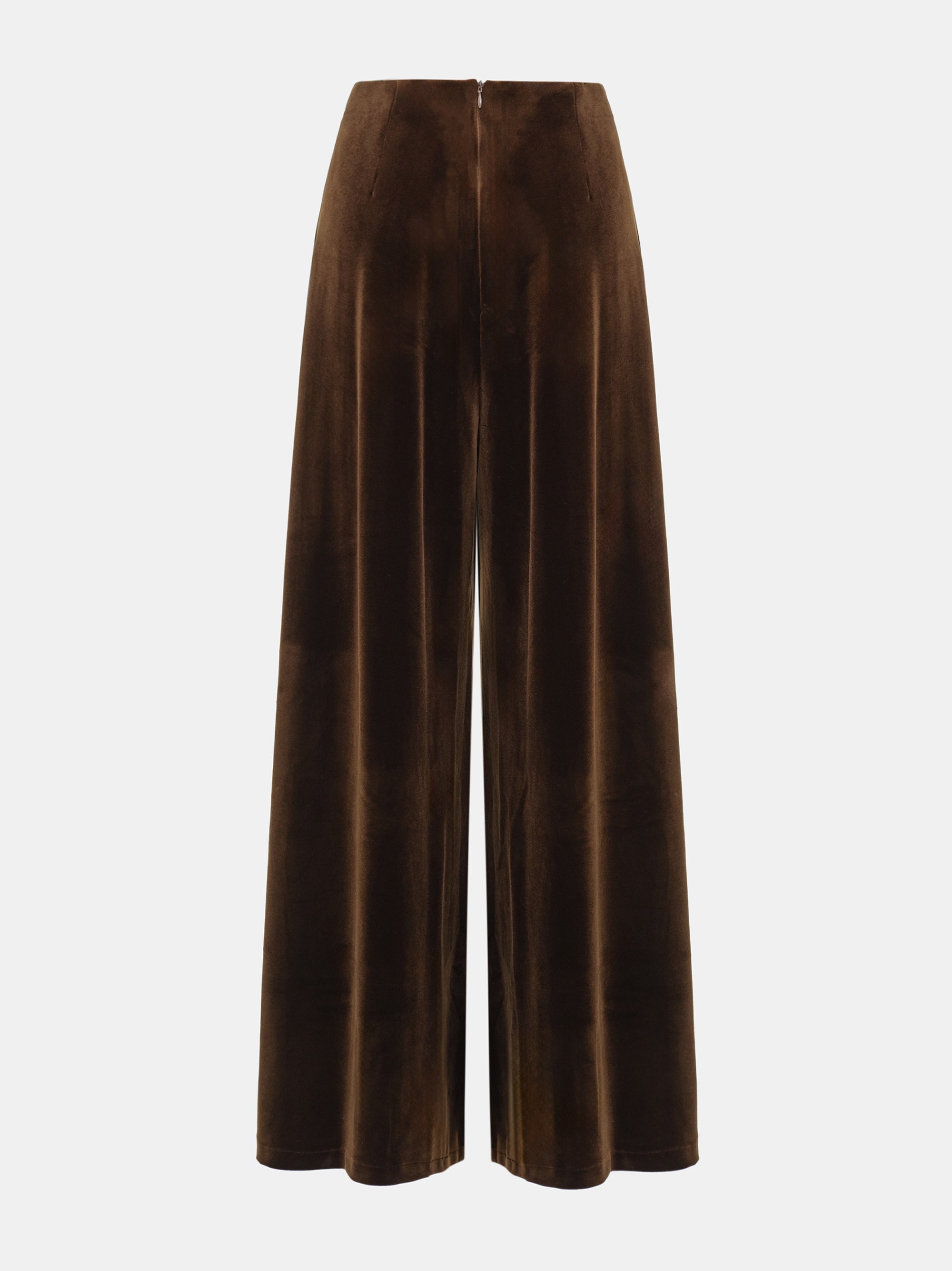 Wide-Leg Velvet Trousers, Brown