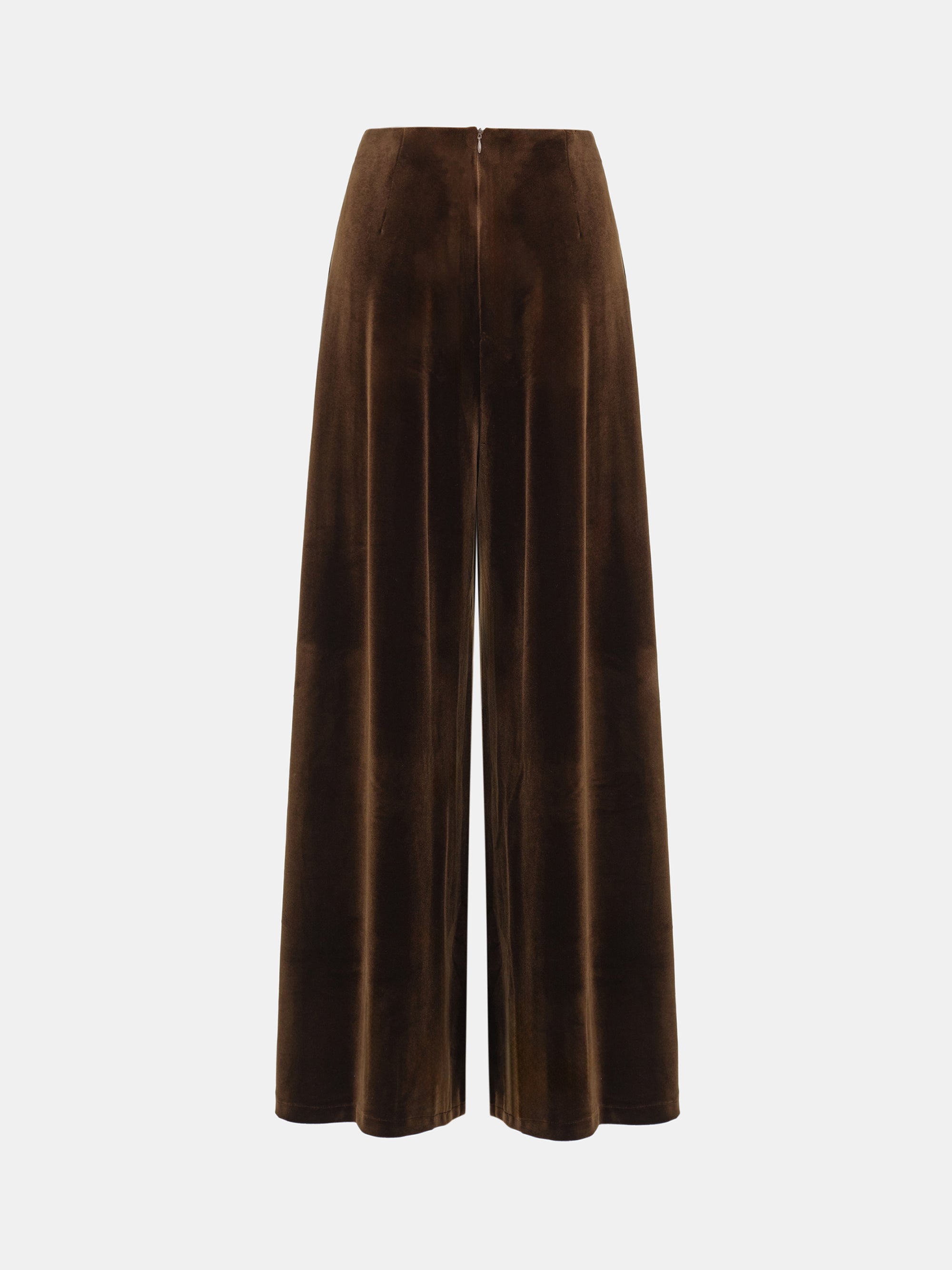 Wide-Leg Velvet Trousers, Brown