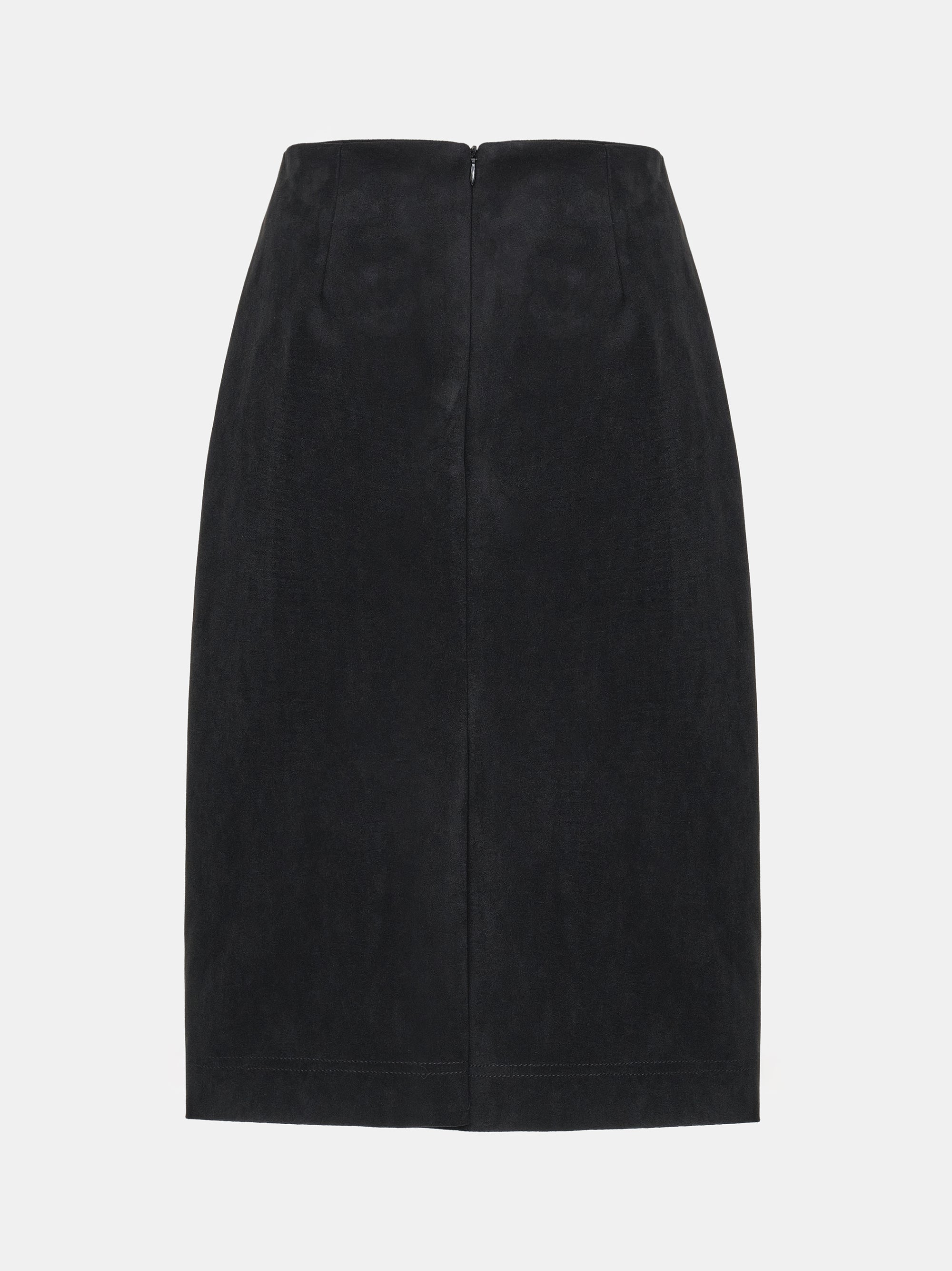 Faux Suede Midi Skirt, Black