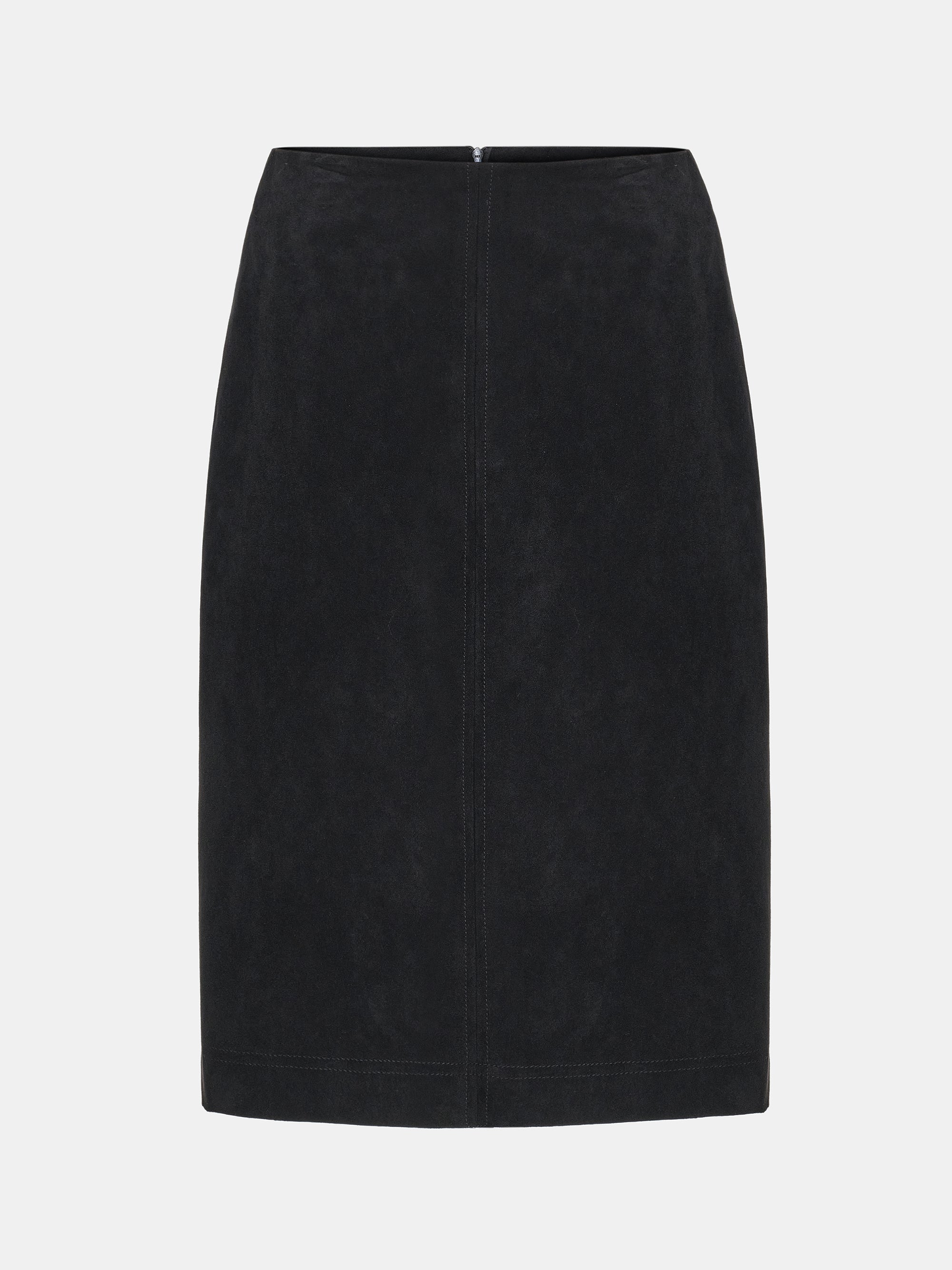 Faux Suede Midi Skirt, Black