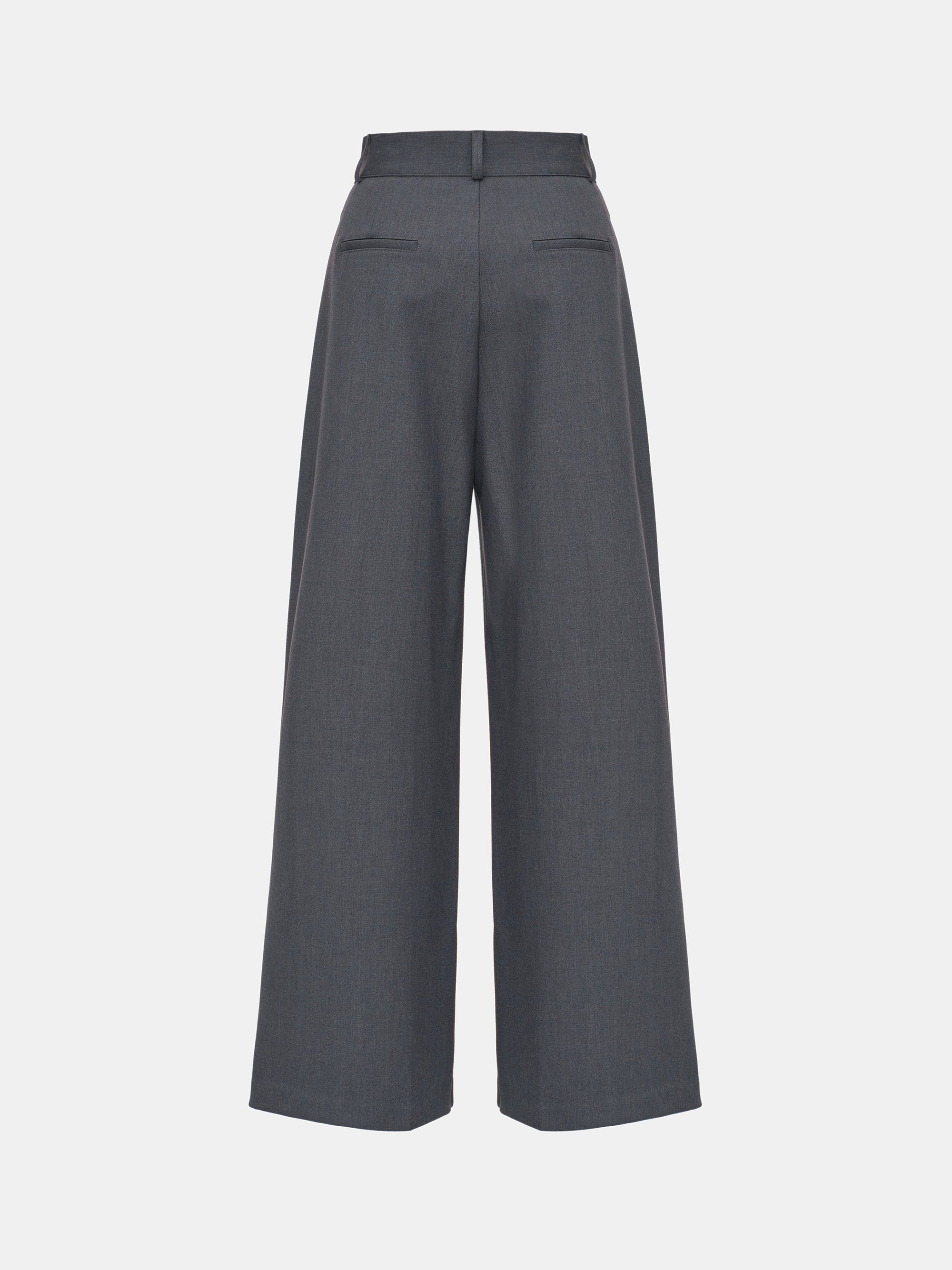 Wide Double Pleated Trousers, Charcoal