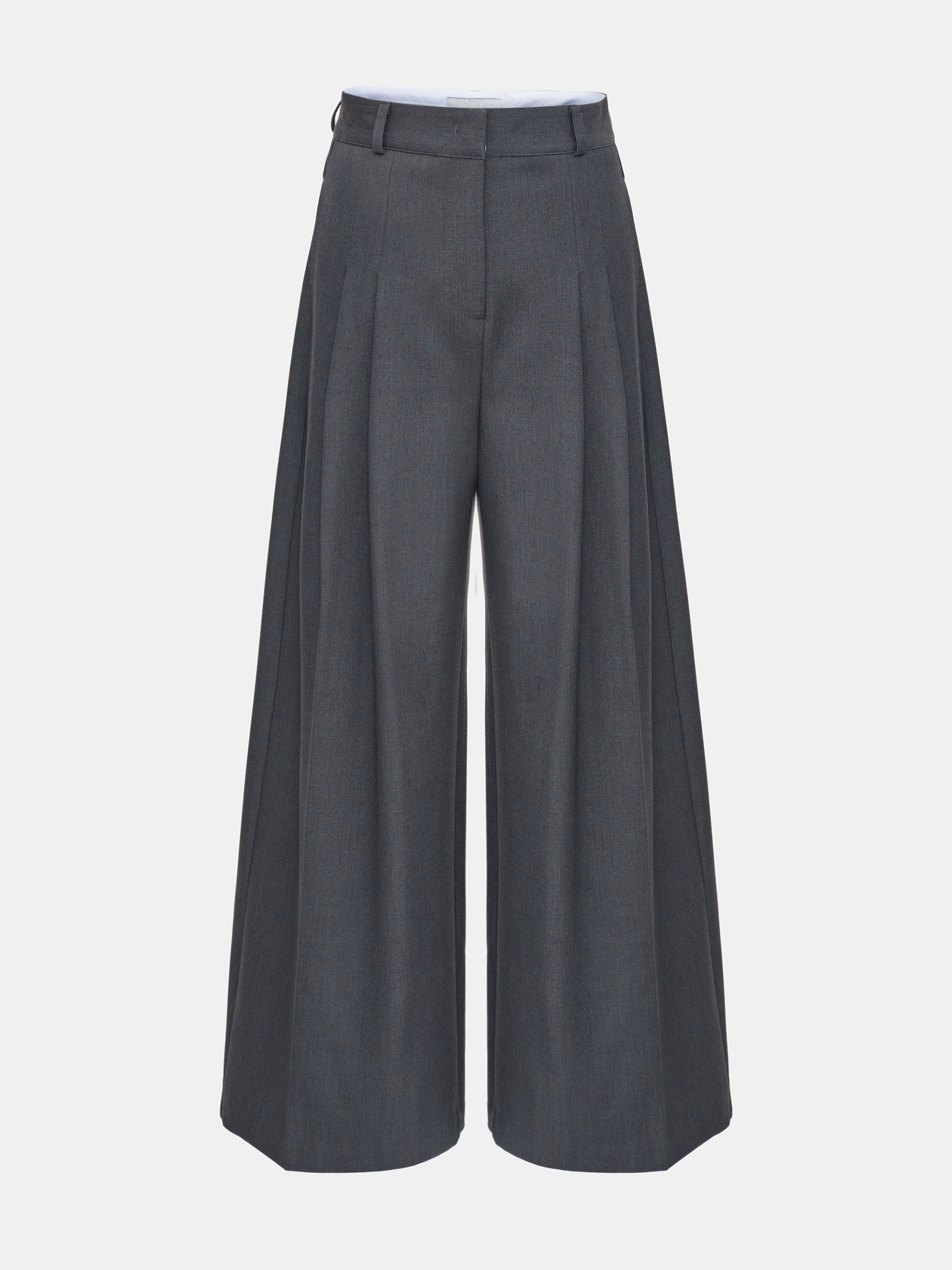 Wide Double Pleated Trousers, Charcoal