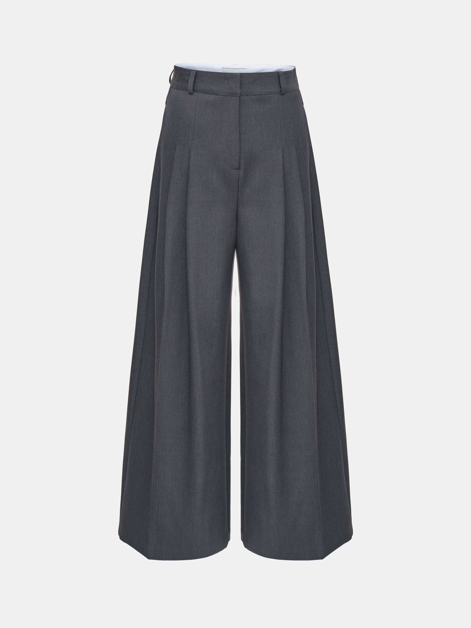 Wide Double Pleated Trousers, Charcoal