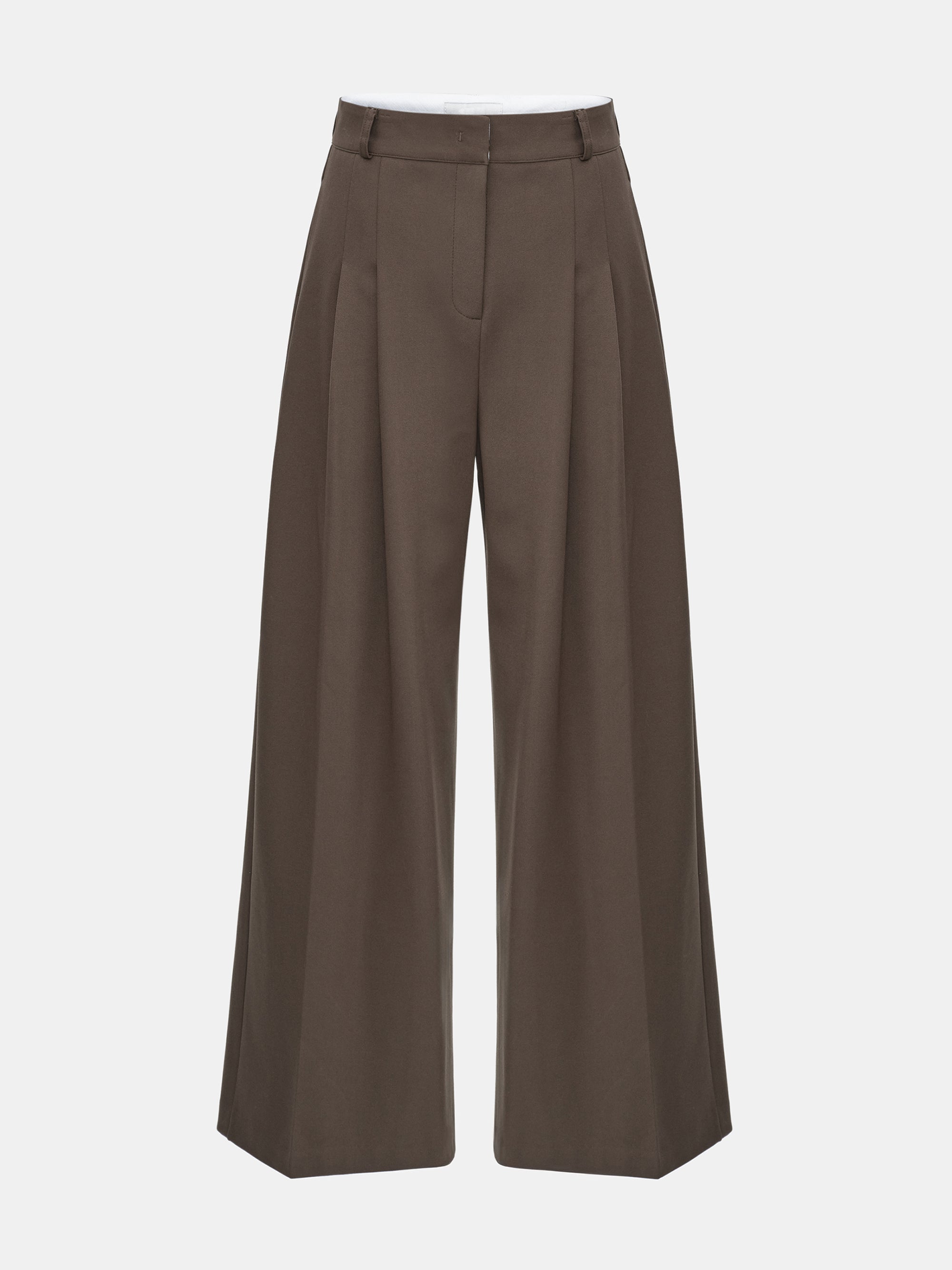 Wide Double Pleated Trousers, Mocha