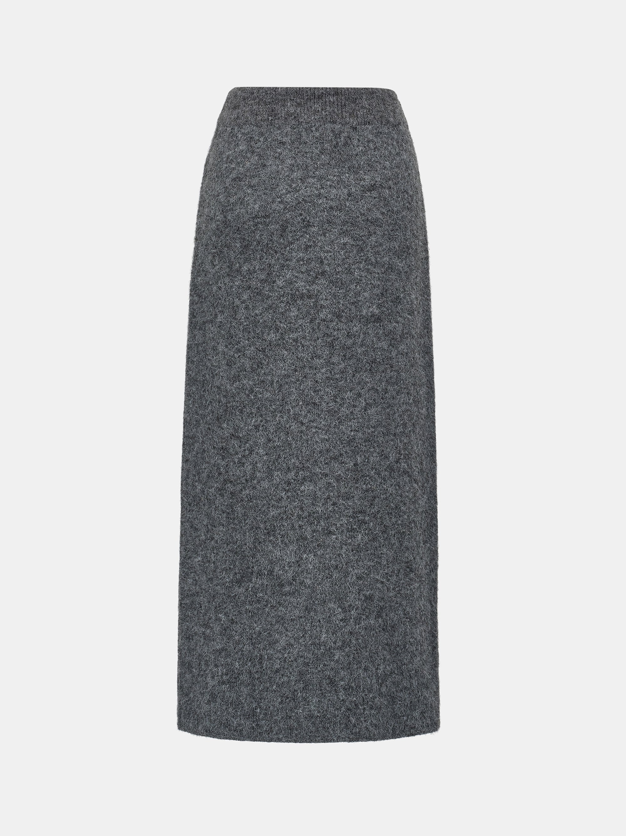 Brushed Knit Cardigan & Skirt Set, Charcoal