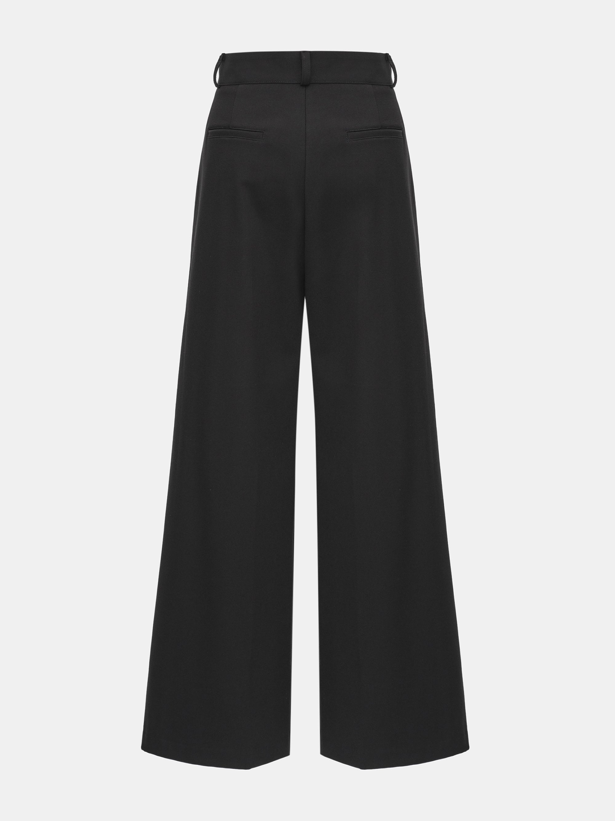Wide Double Pleated Trousers, Black