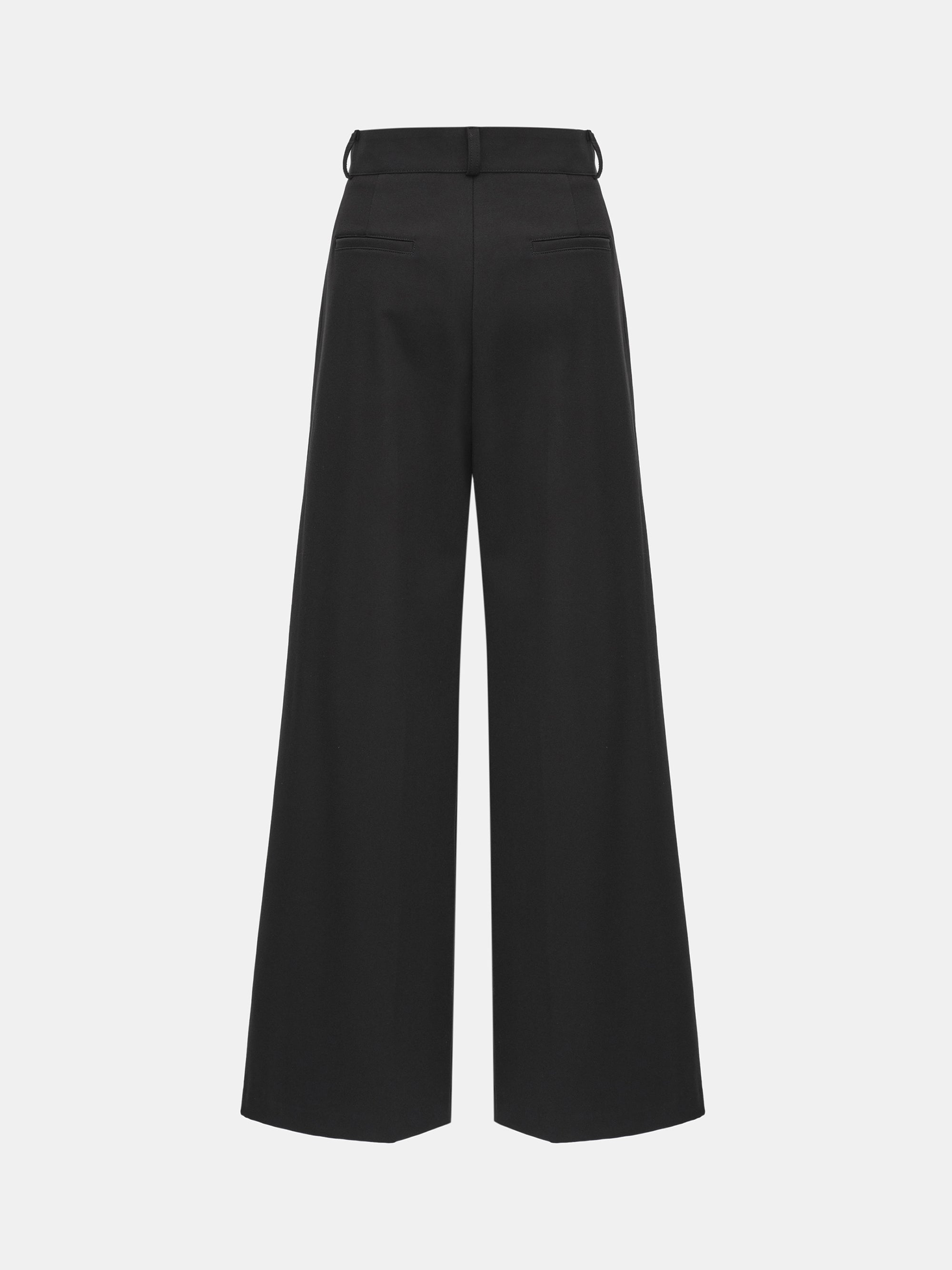 Wide Double Pleated Trousers, Black