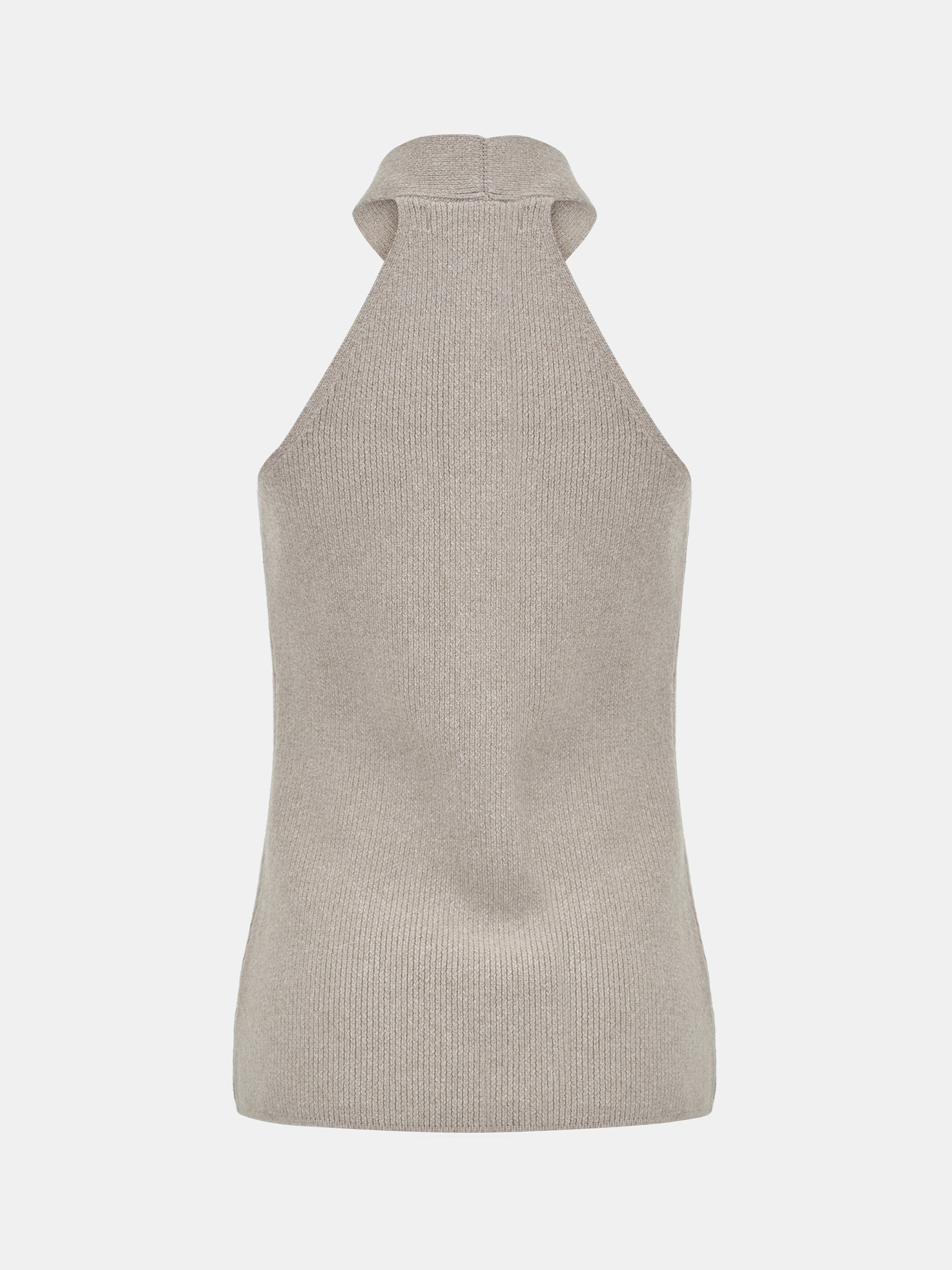 Criss-Cross Halter Knit Top, Beige