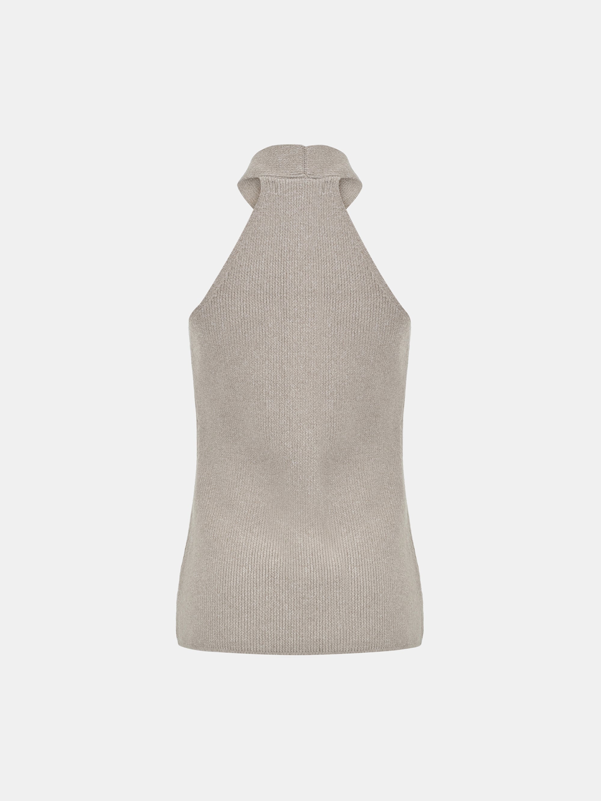 Criss-Cross Halter Knit Top, Beige