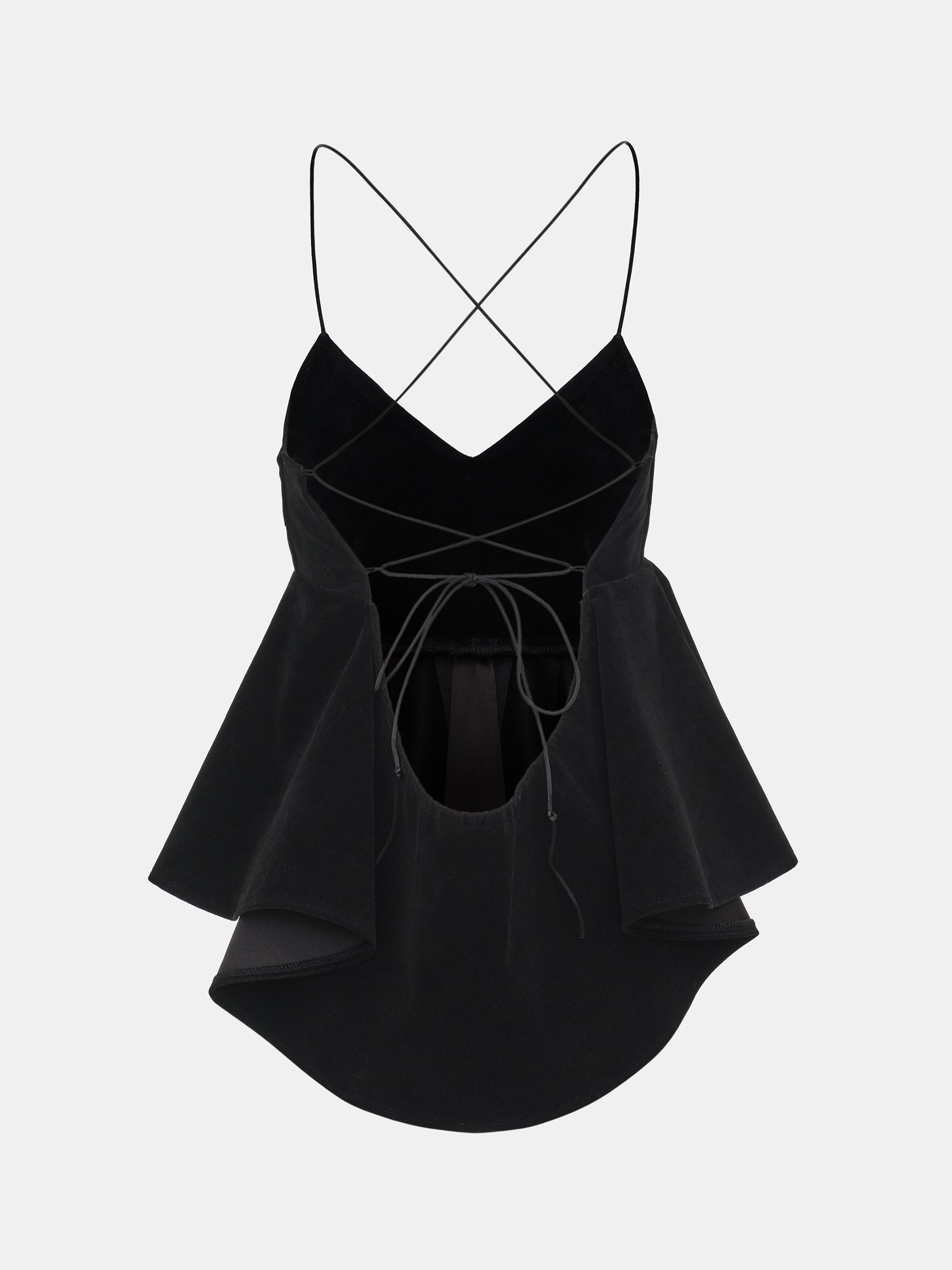 Suede Effect Peplum Strappy Top, Black