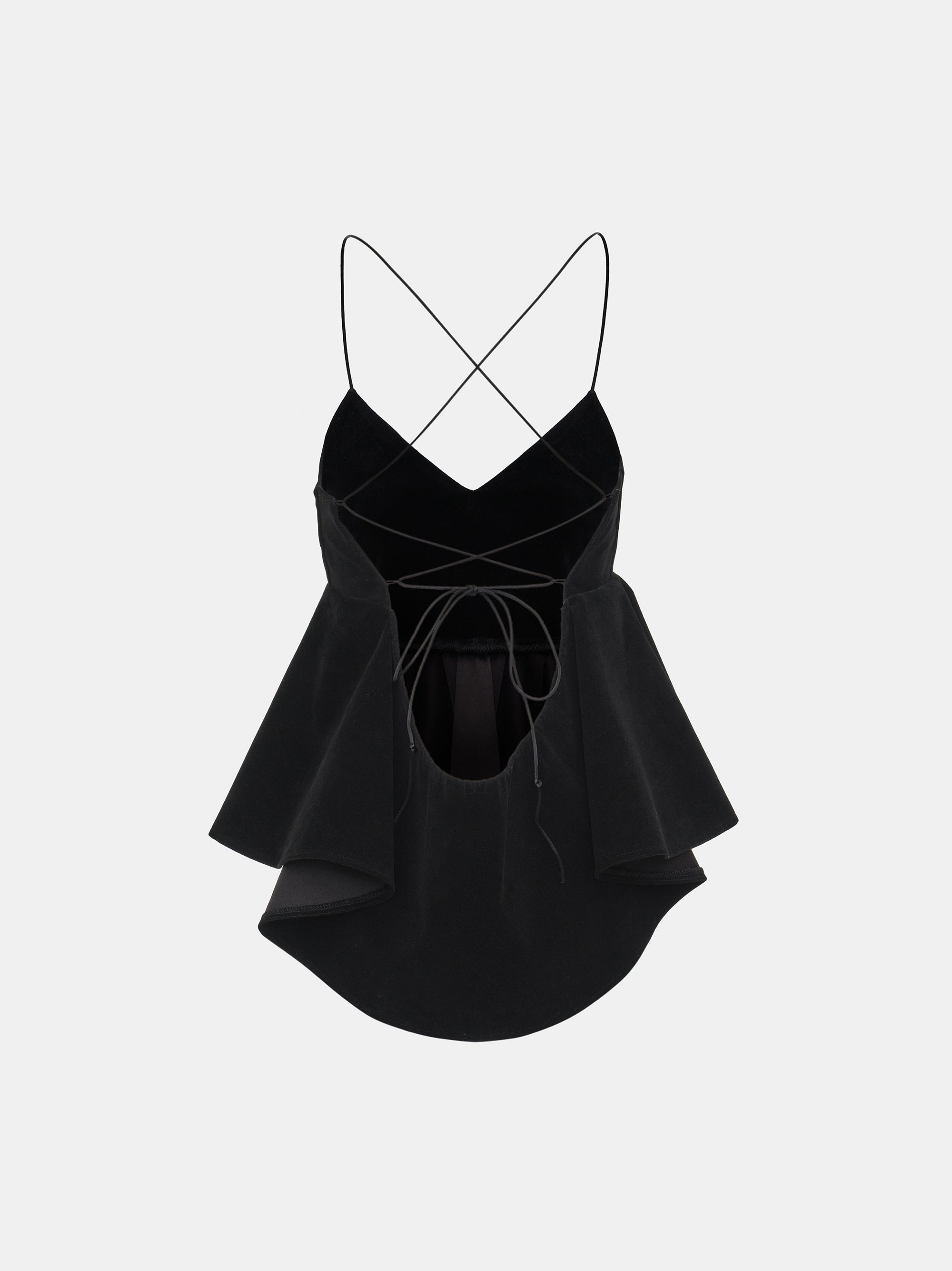 Suede Effect Peplum Strappy Top, Black