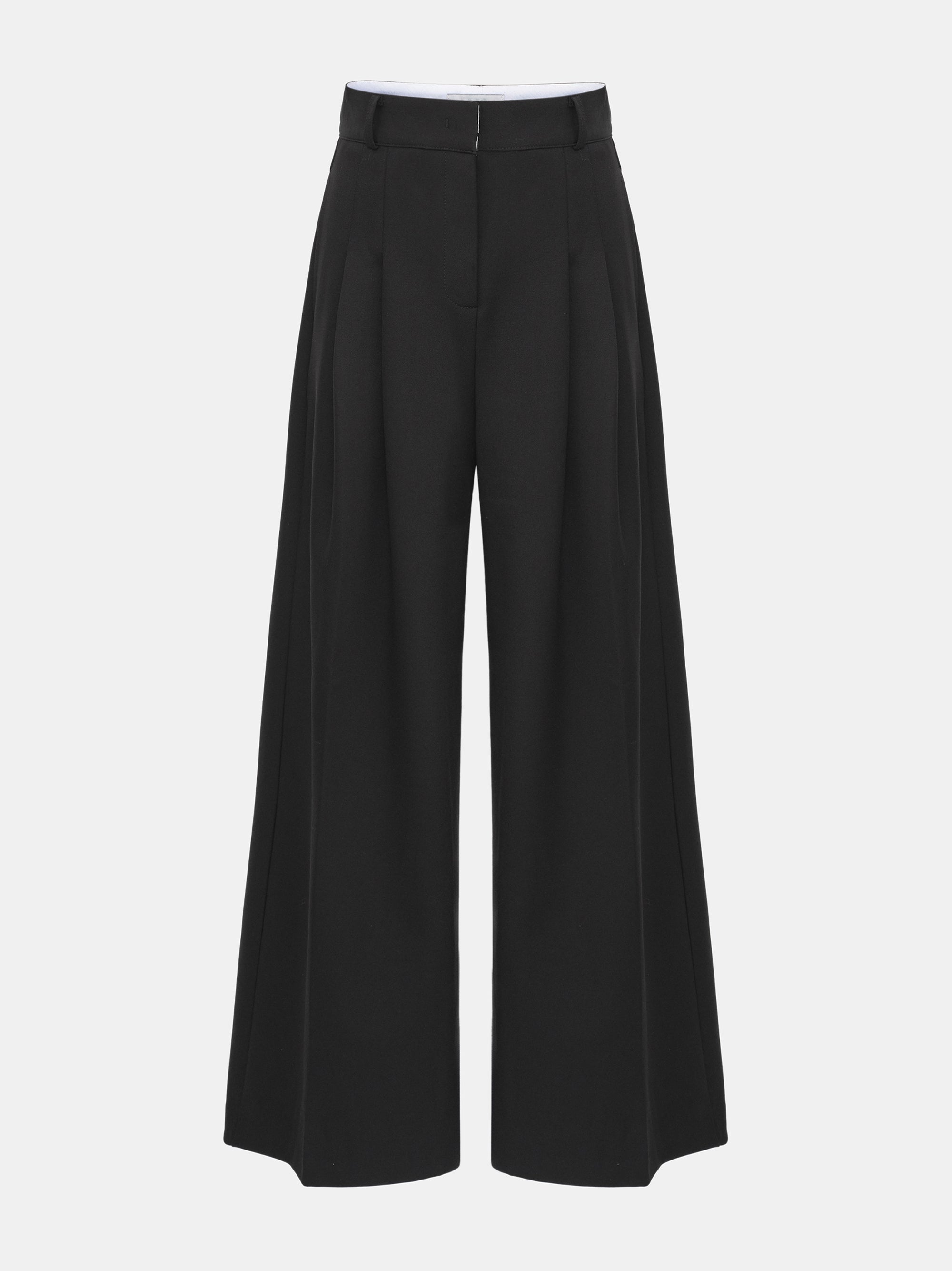 Wide Double Pleated Trousers, Black