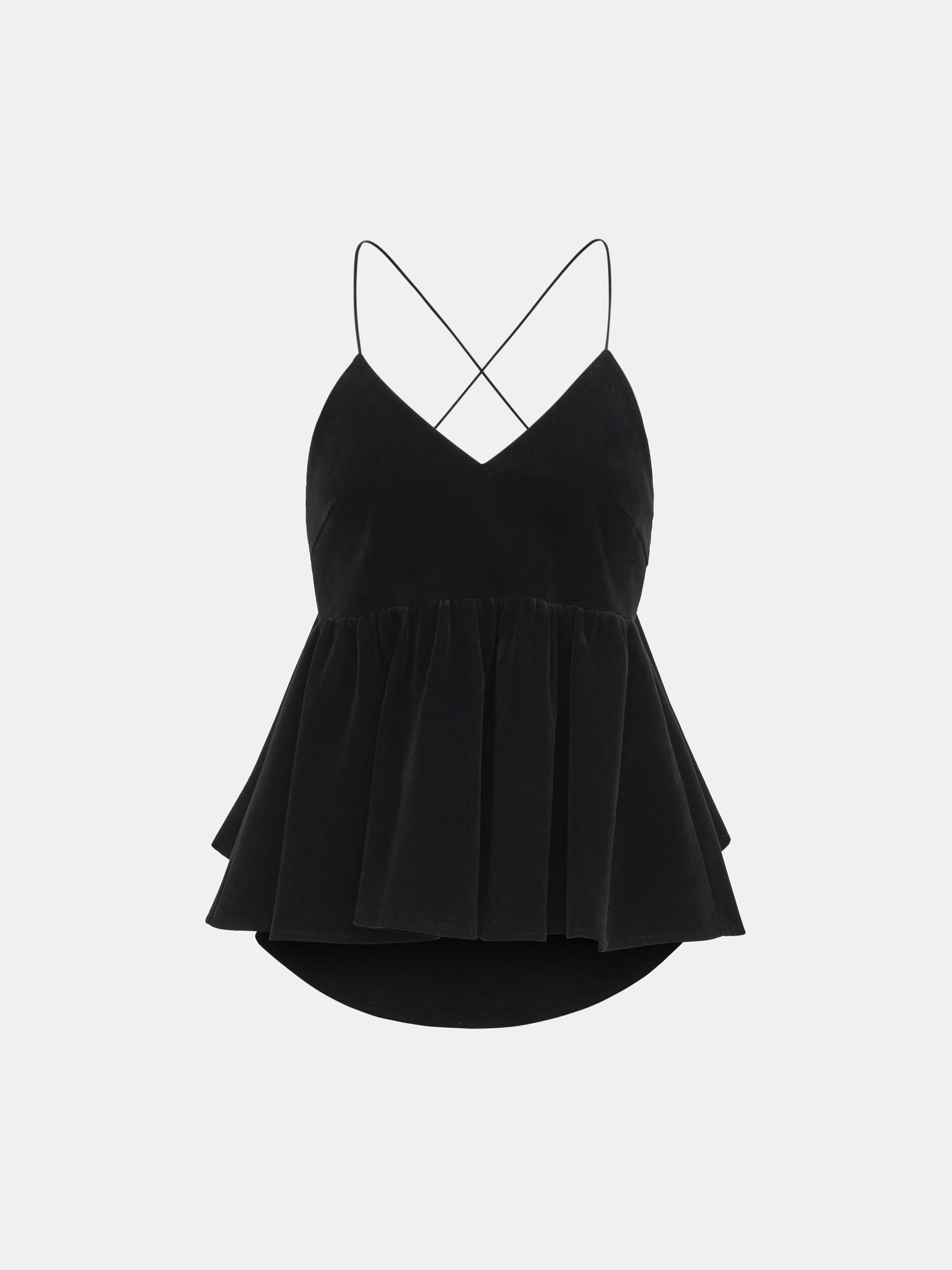 Suede Effect Peplum Strappy Top, Black