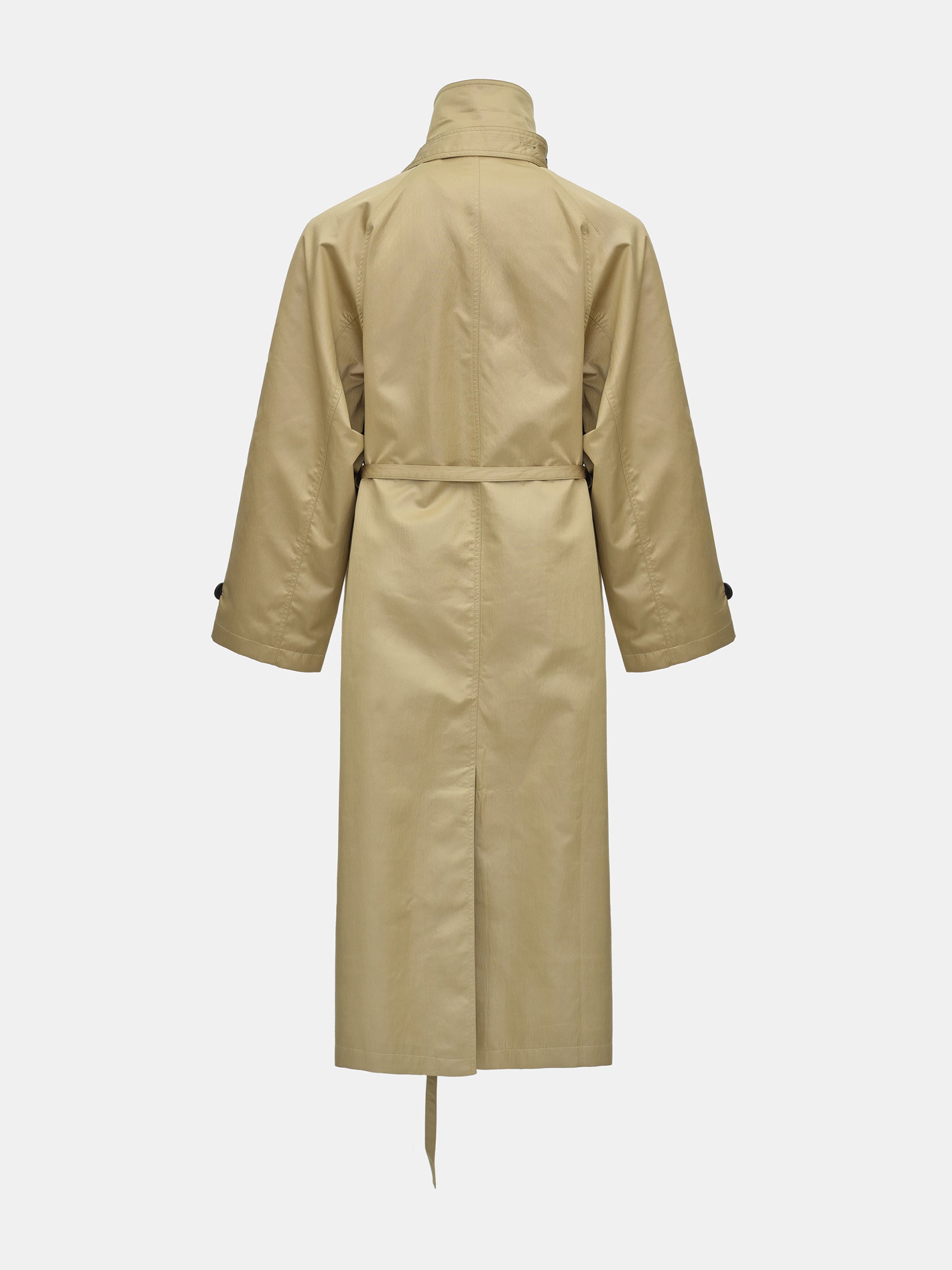Double Breasted Taffeta Trench Coat, Beige
