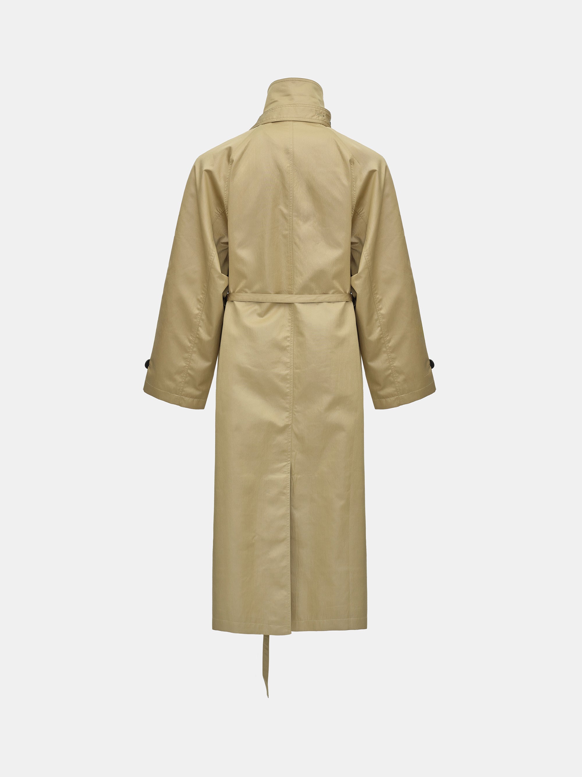Double Breasted Taffeta Trench Coat, Beige