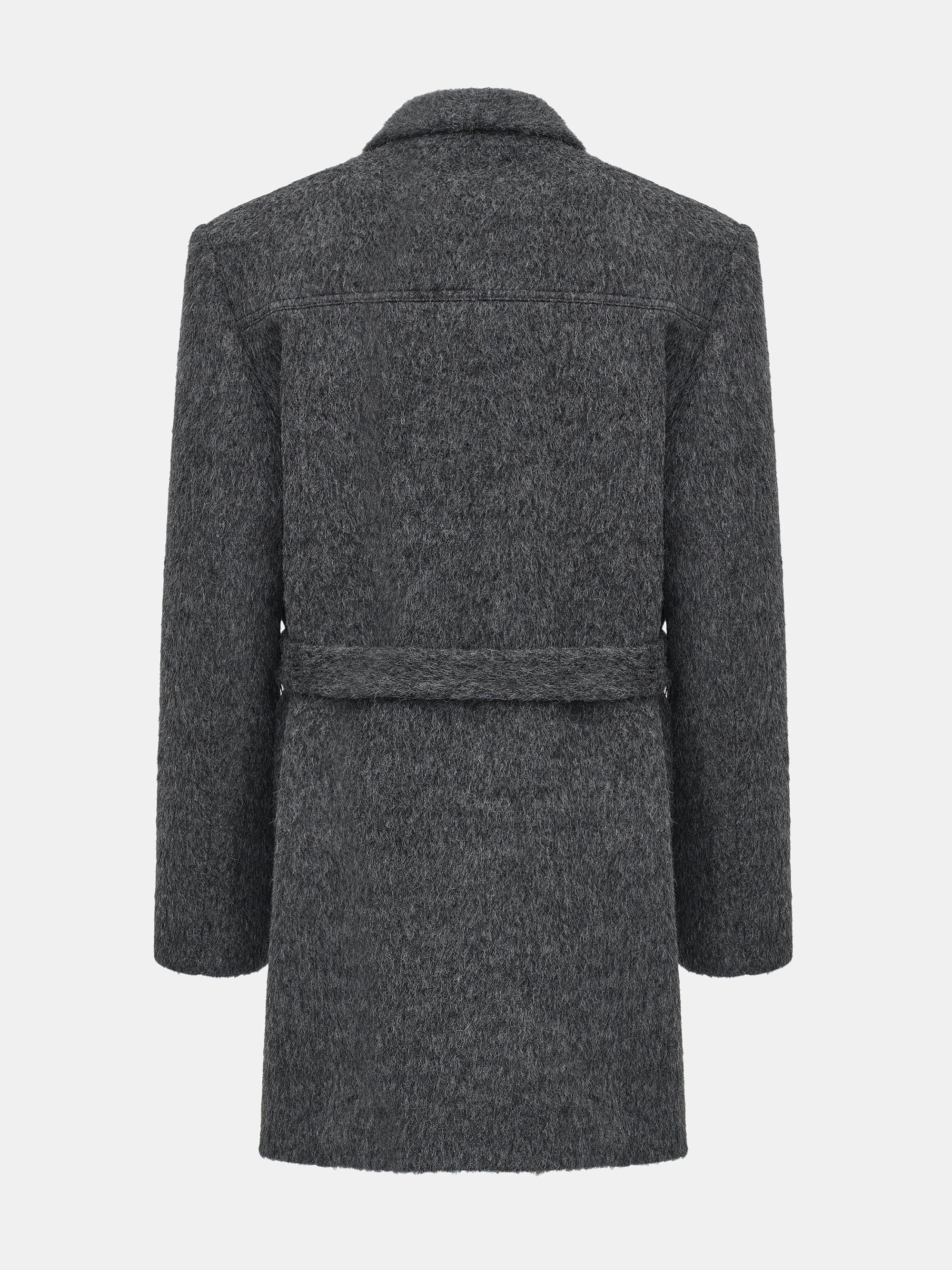 Belted Brushed Coat, Charcoal