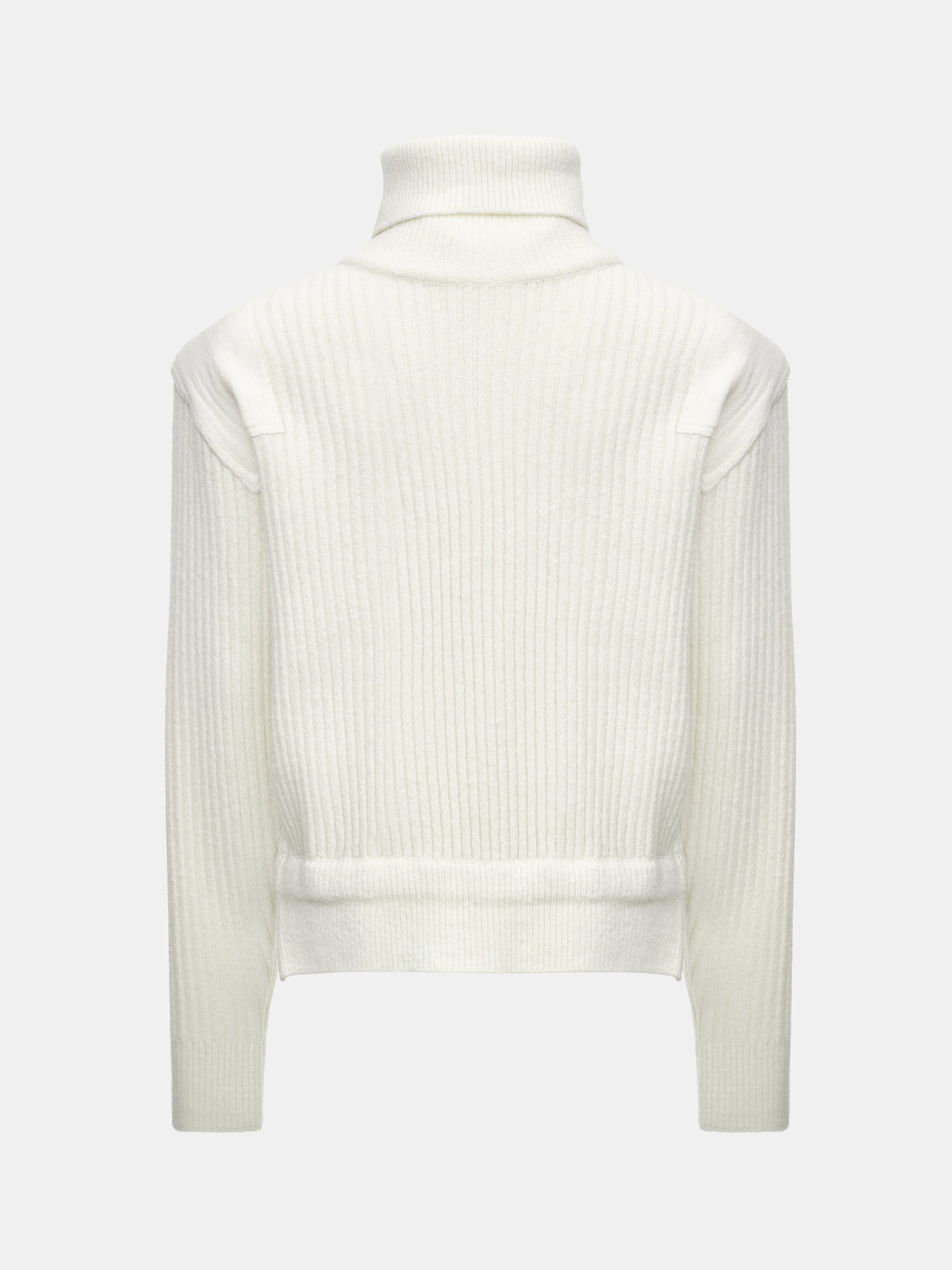 Padded Rib-Knit Sweater, Ivory