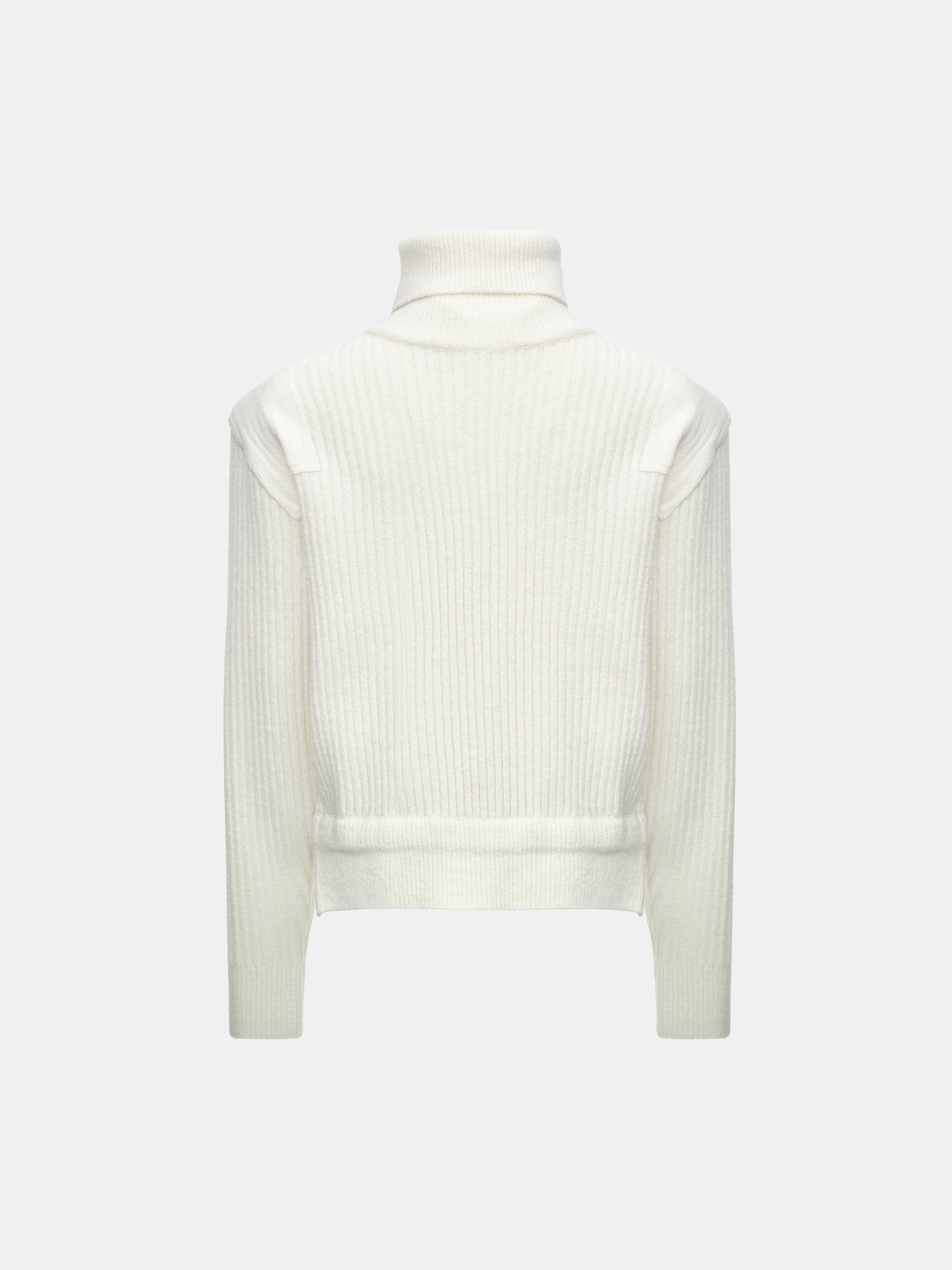 Padded Rib-Knit Sweater, Ivory