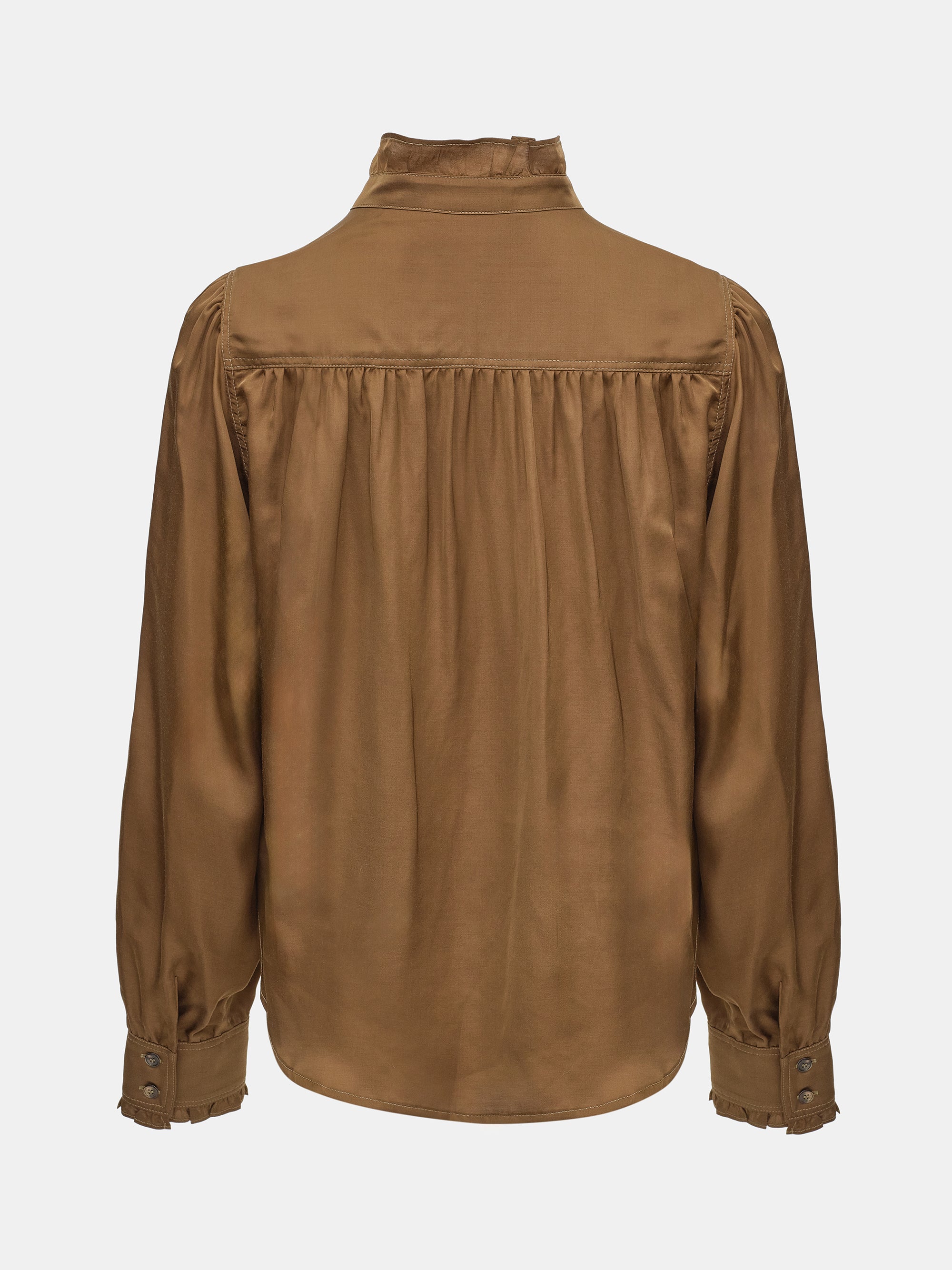 Frilled Neck Blouse, Brown