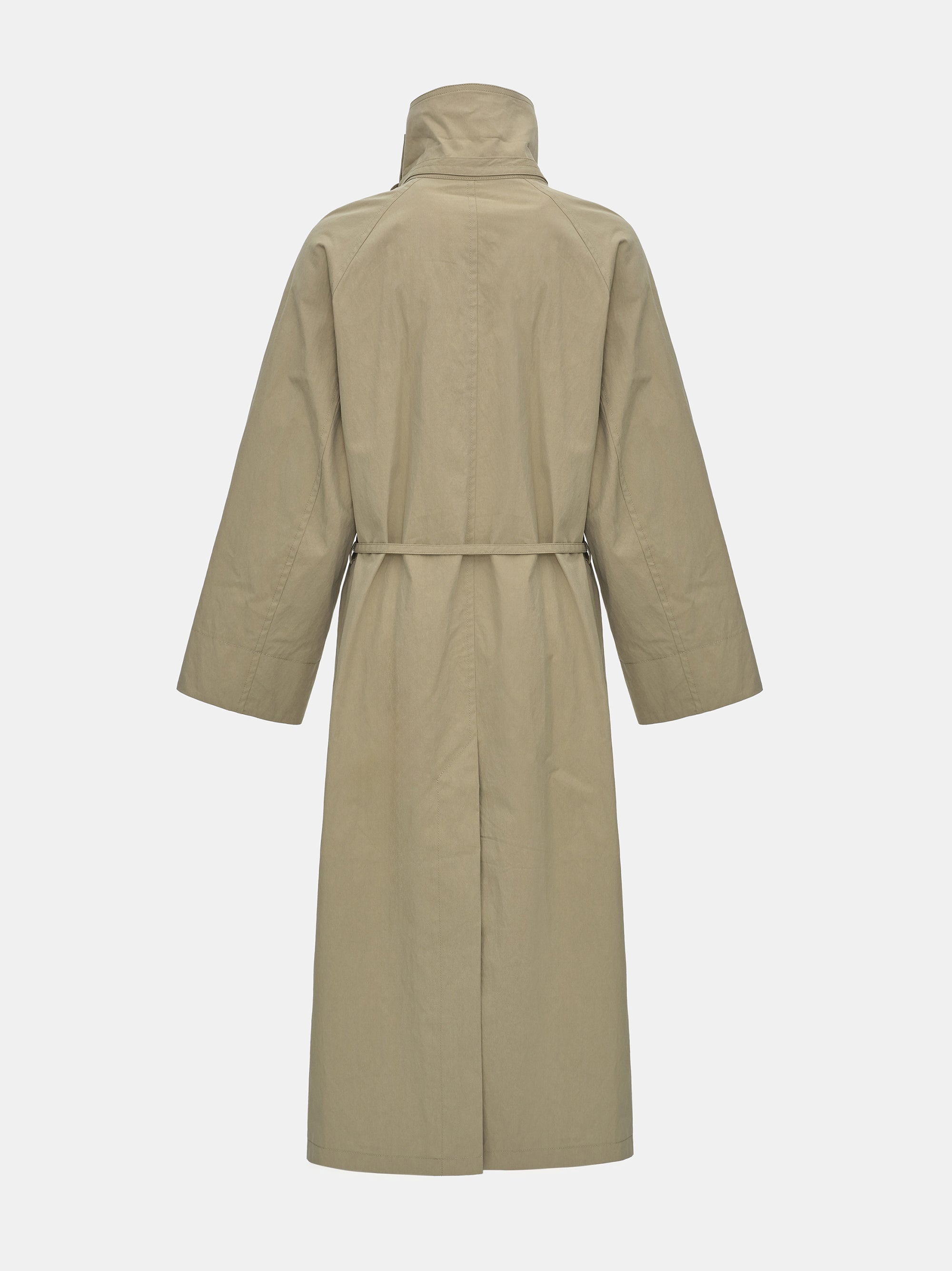 Stand Collar Trench Coat, Beige