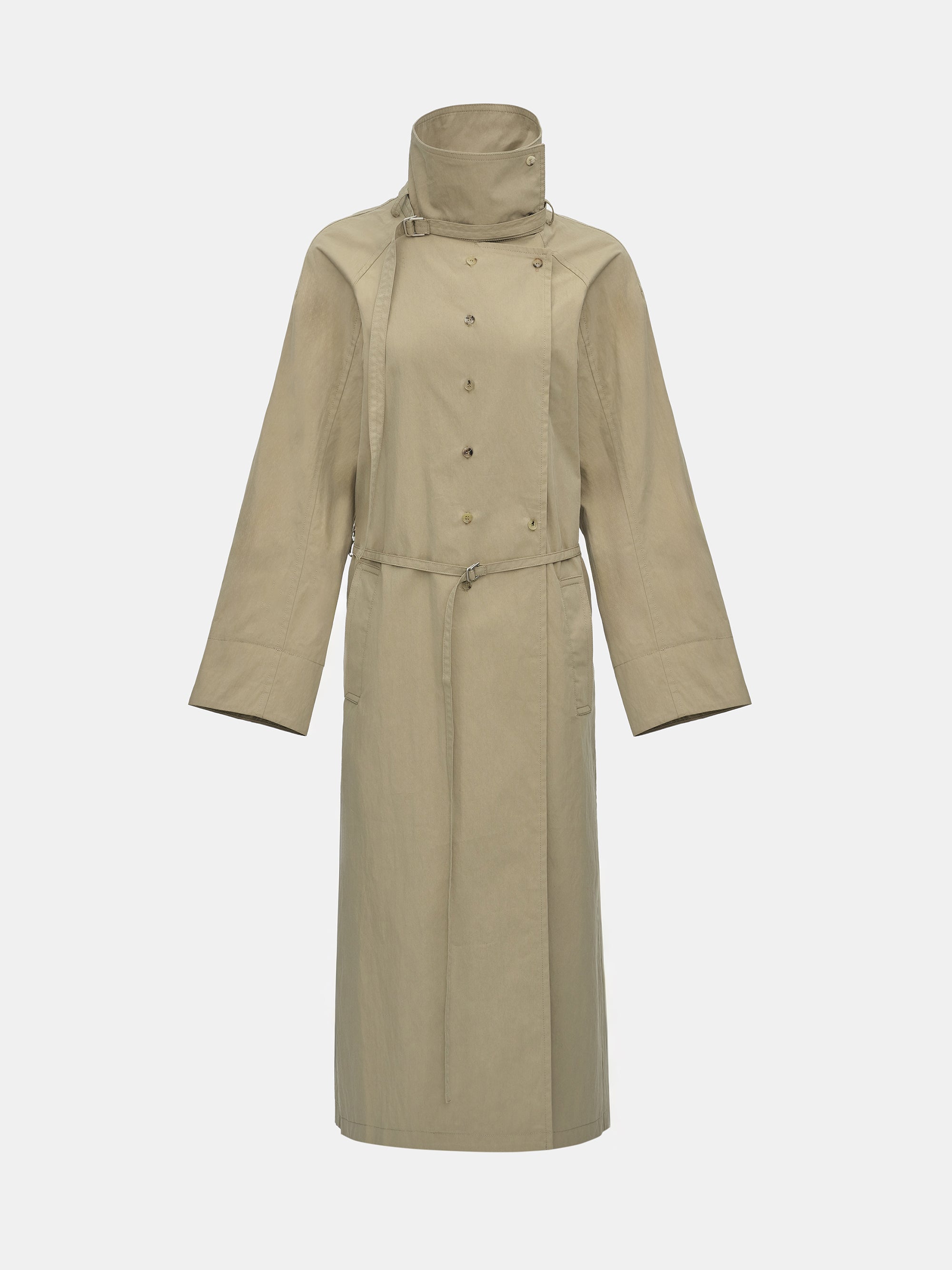Stand Collar Trench Coat, Beige