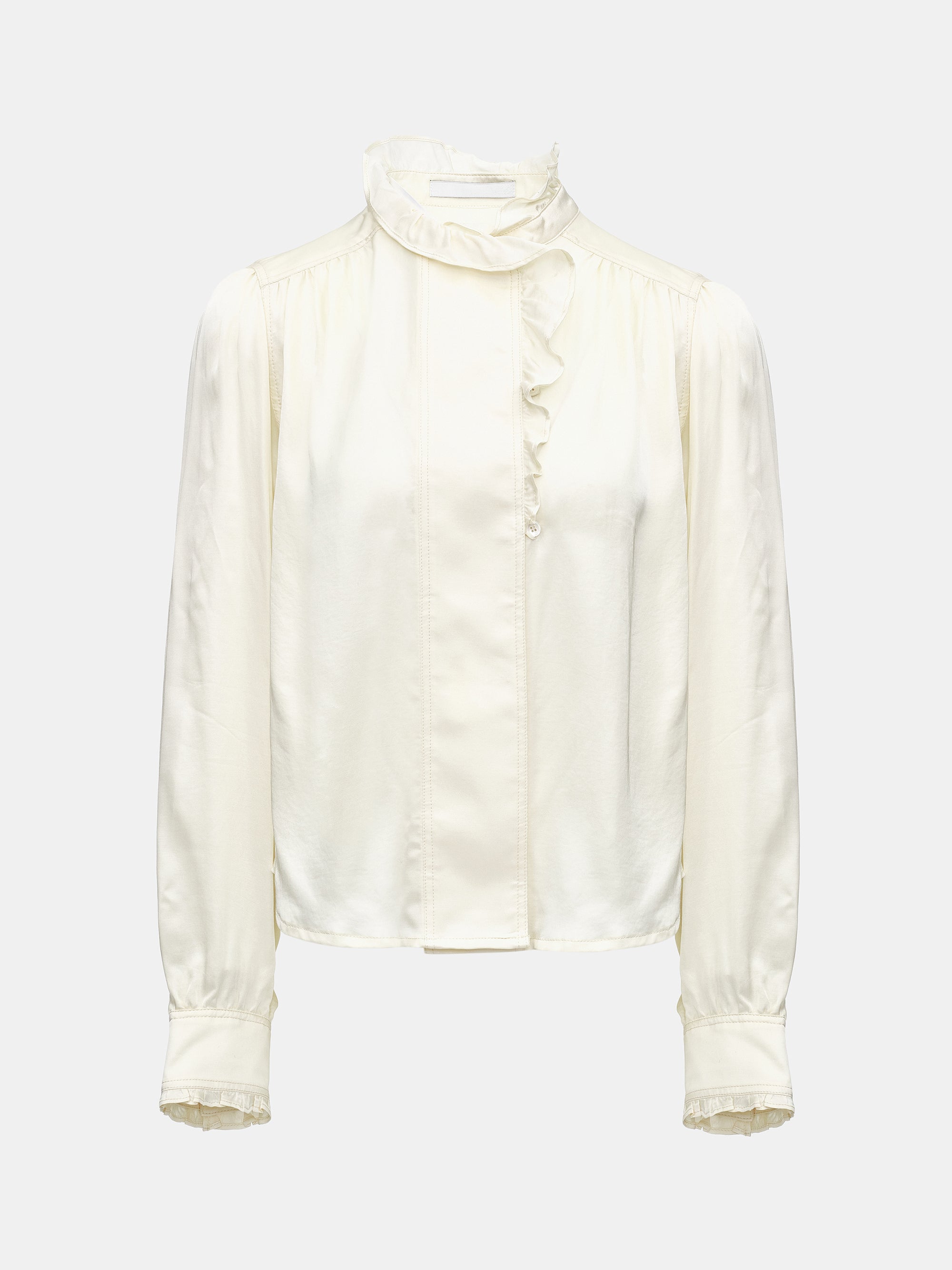 Frilled Neck Blouse, Ivory