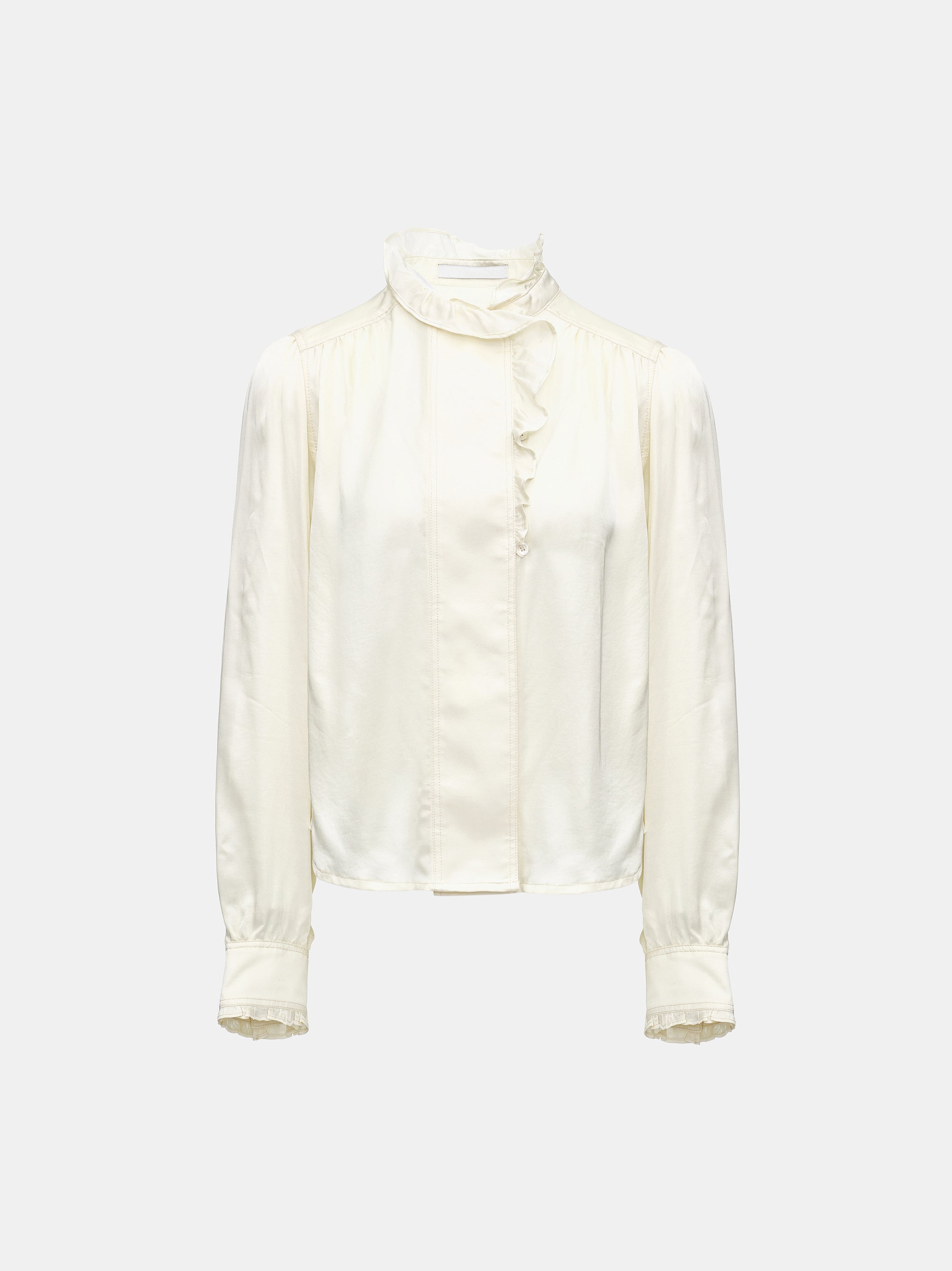 Frilled Neck Blouse, Ivory