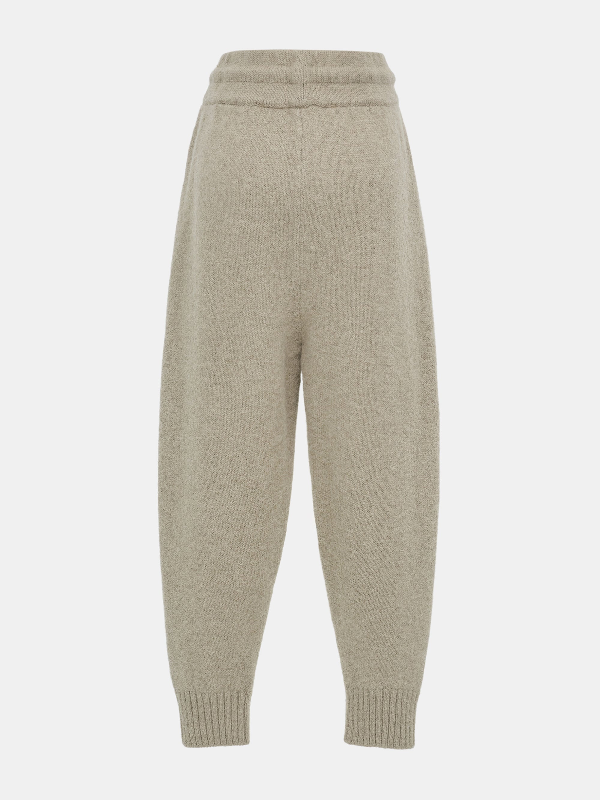 Relaxed Wool-Blend Lounge Knit Pants, Beige