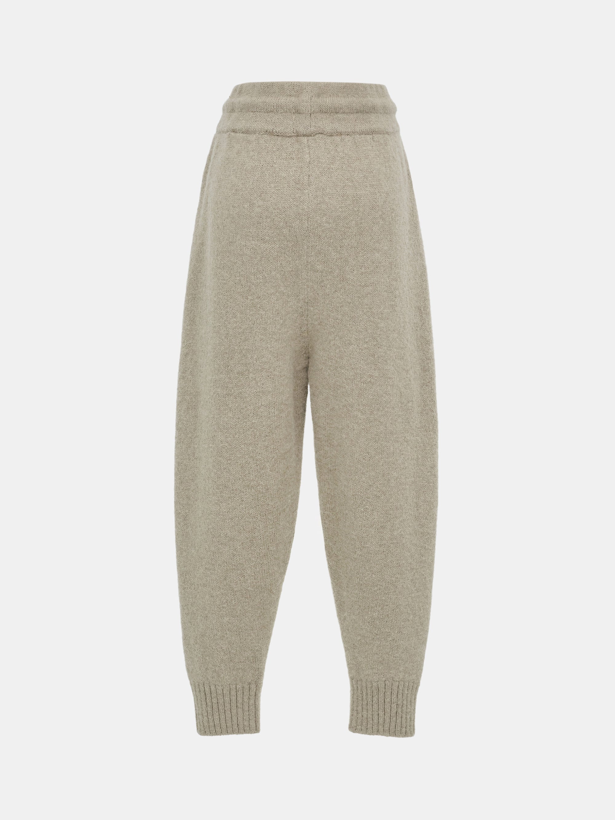 Relaxed Wool-Blend Lounge Knit Pants, Beige