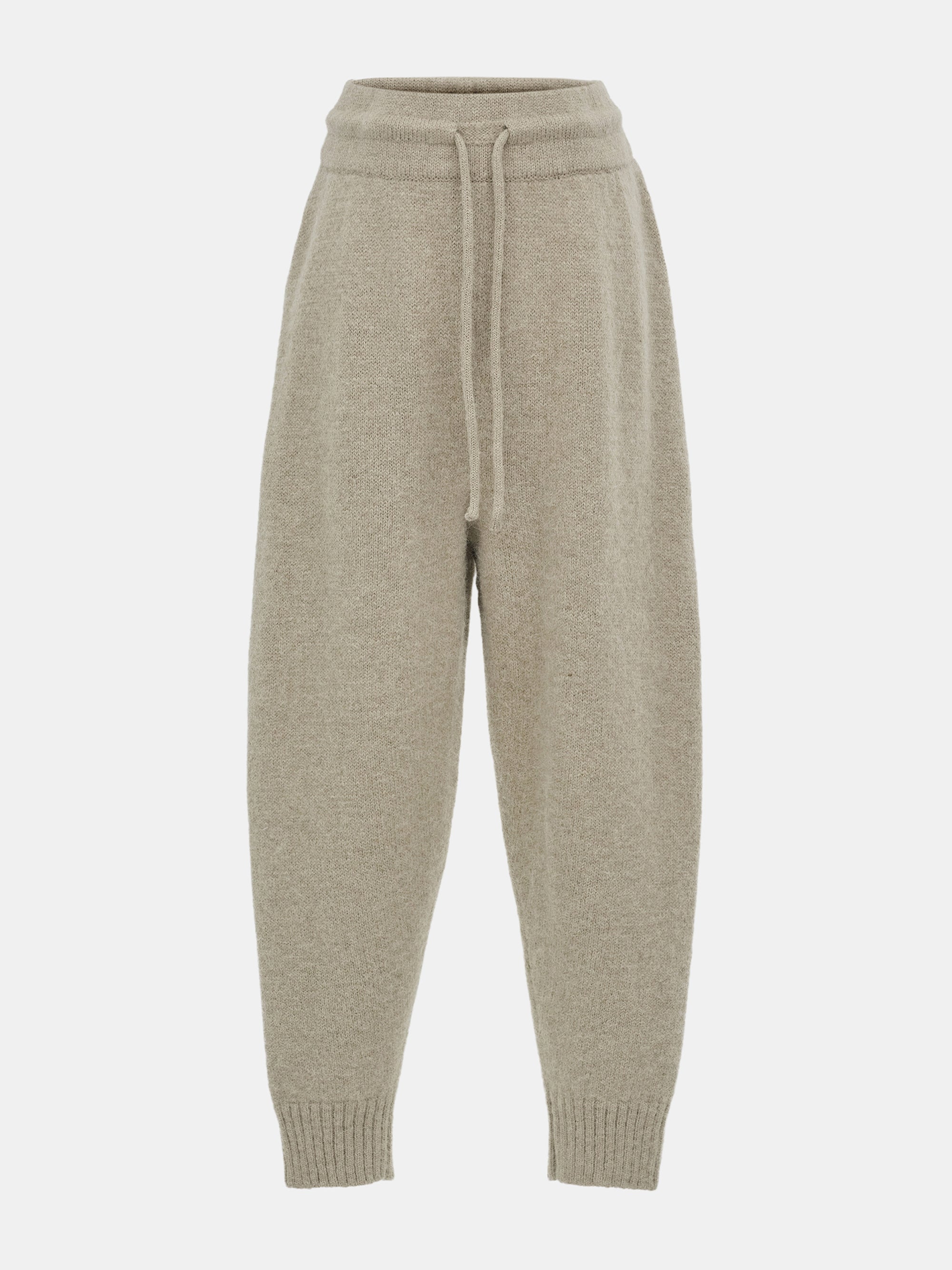 Relaxed Wool-Blend Lounge Knit Pants, Beige